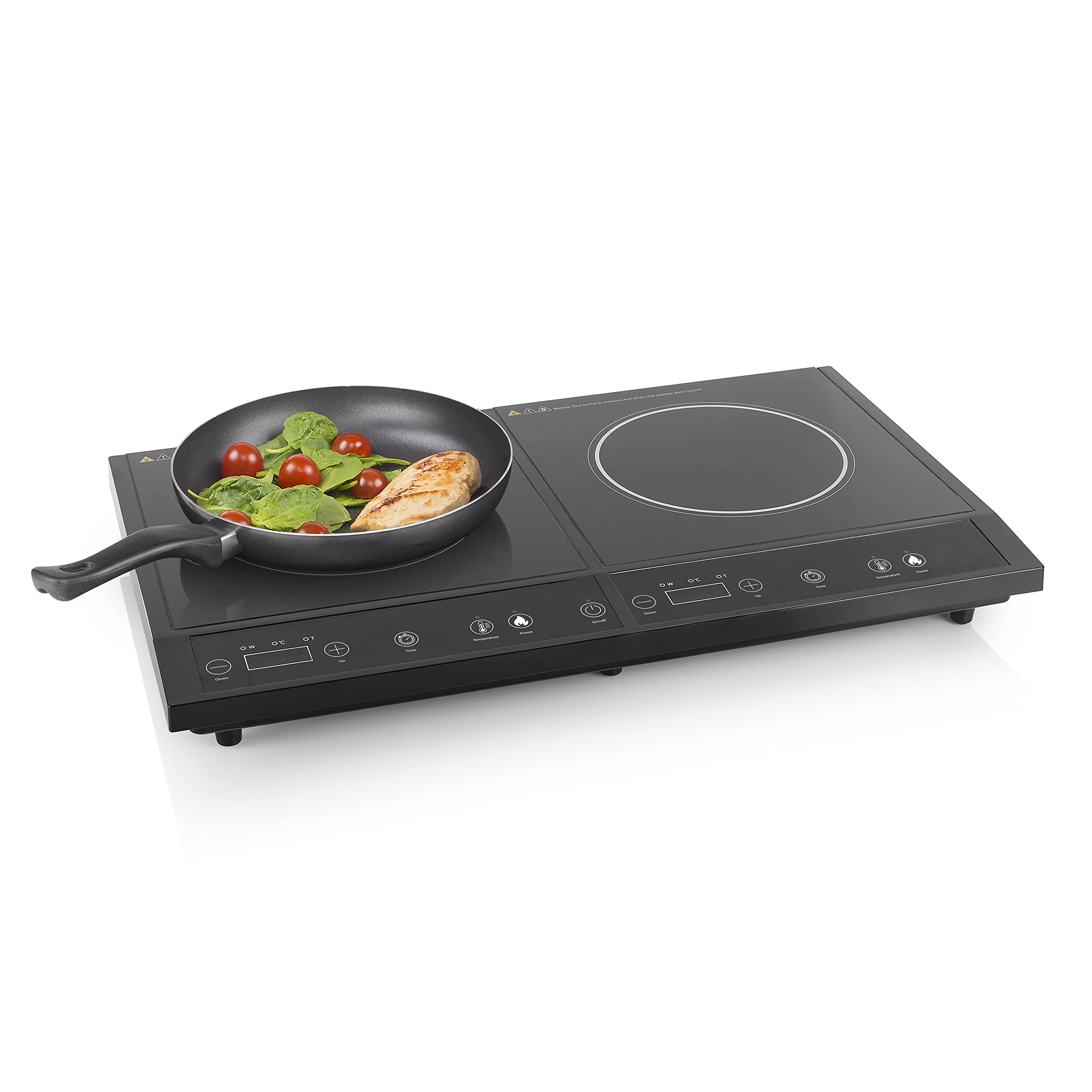 Tristar IK-6179 Placa de inducción doble con 8 niveles de potencia, 1400 W, Vidrio, Negro