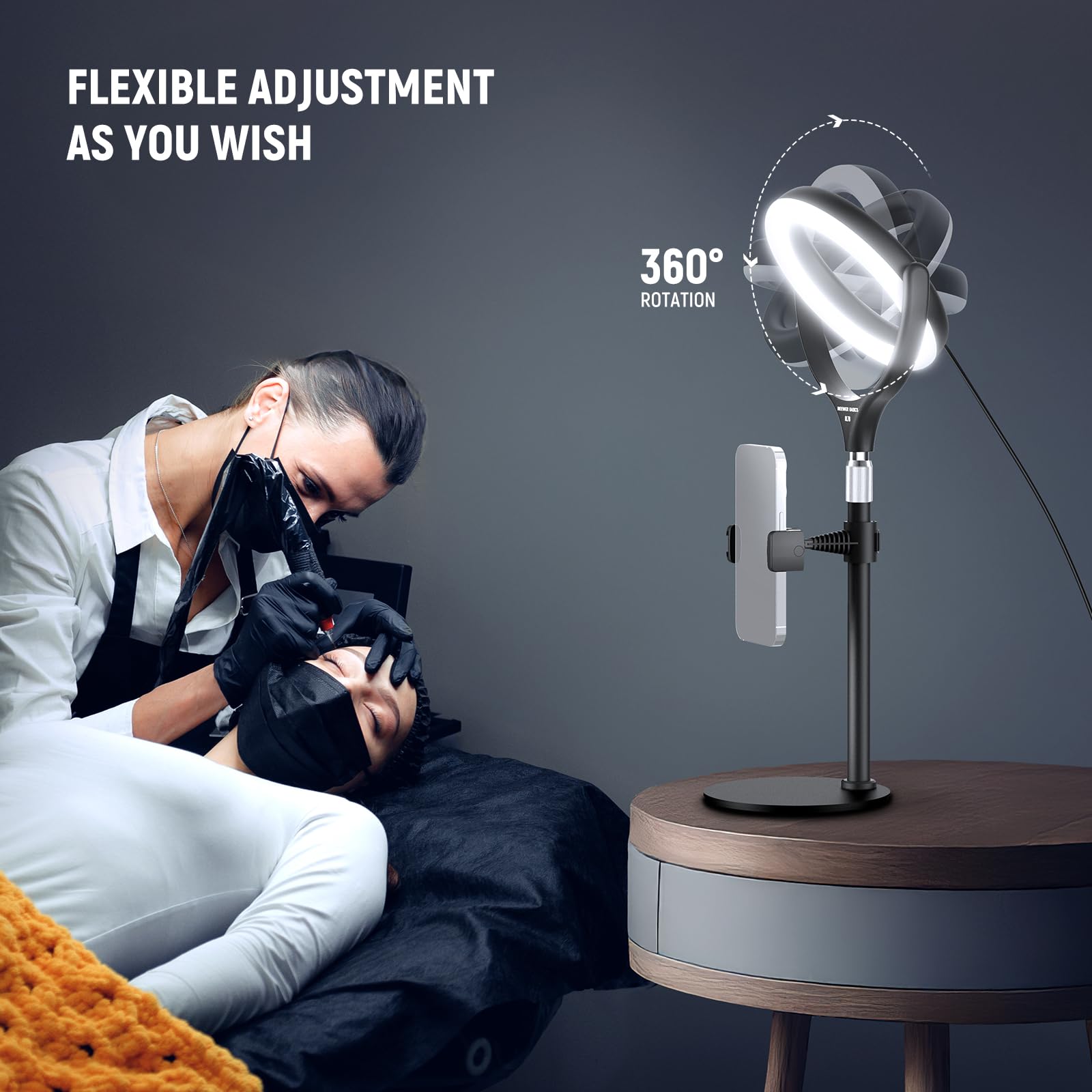NEEWER BASICS lampa biurkowa z uchwytem na telefon, kompatybilne z iPhonem, 10 W CRI95 LED Selfie światło LED do nagrywania TikTok do nagrywania laptopa, kamery internetowej, Zoom wideokonferencja