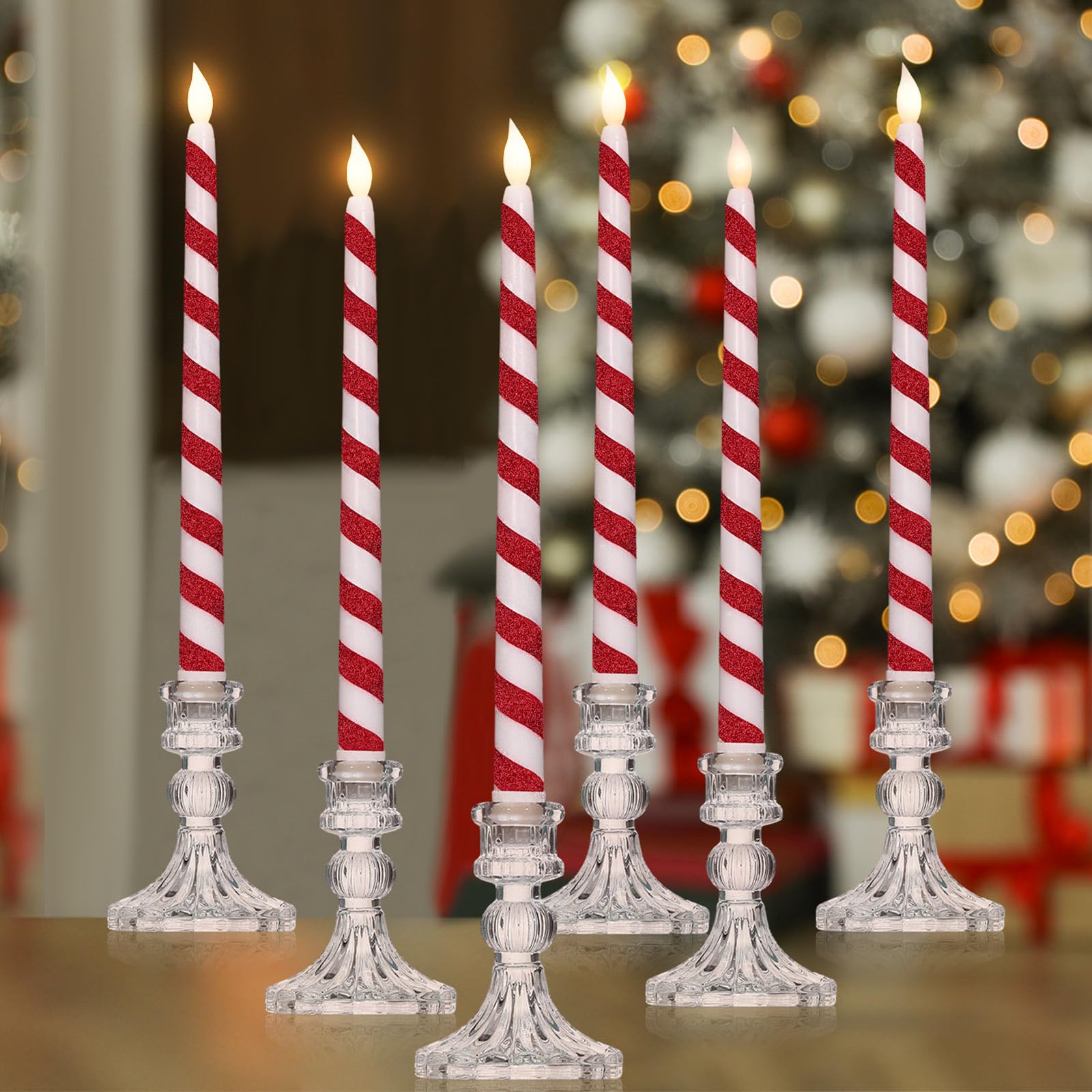 Amazon.com: Baquler 6 Pcs Christmas Flameless Taper Candles 10. 6