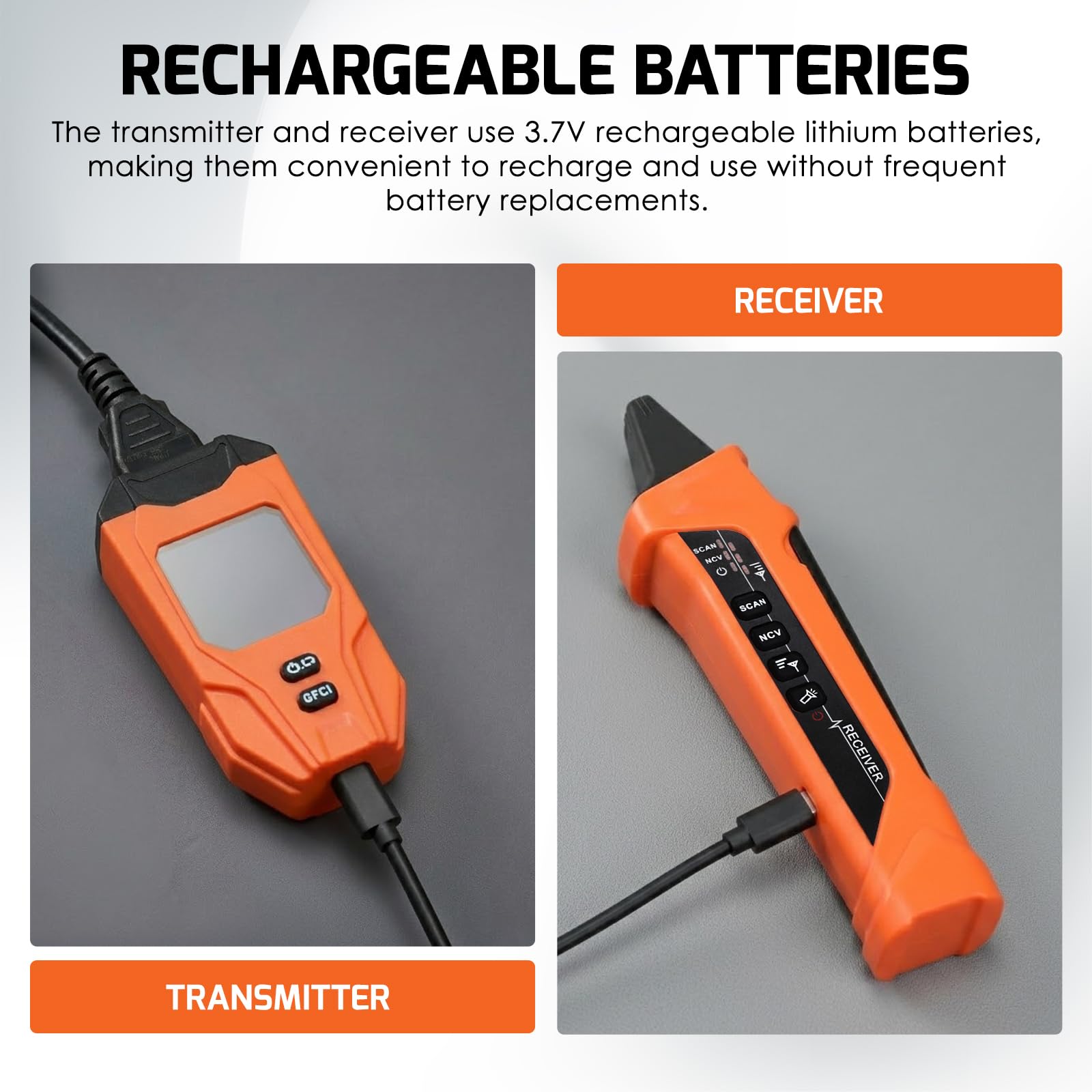 Wiederaufladbares Leitungssuchgerät-Set mit Stromkreisprüfer, GFCI-Steckdosenanalysator, NCV-Spannungssensor, LCD-Display, LED-Taschenlampe, Ton- & Lichtanzeigen, Tasche