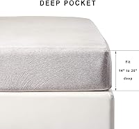 Vista 3 de PURE ERA Sábana bajera ajustable de algodón de punto de jersey (sin sábana encimera ni fundas de almohada) con bolsillo profundo de hasta 15 a 20