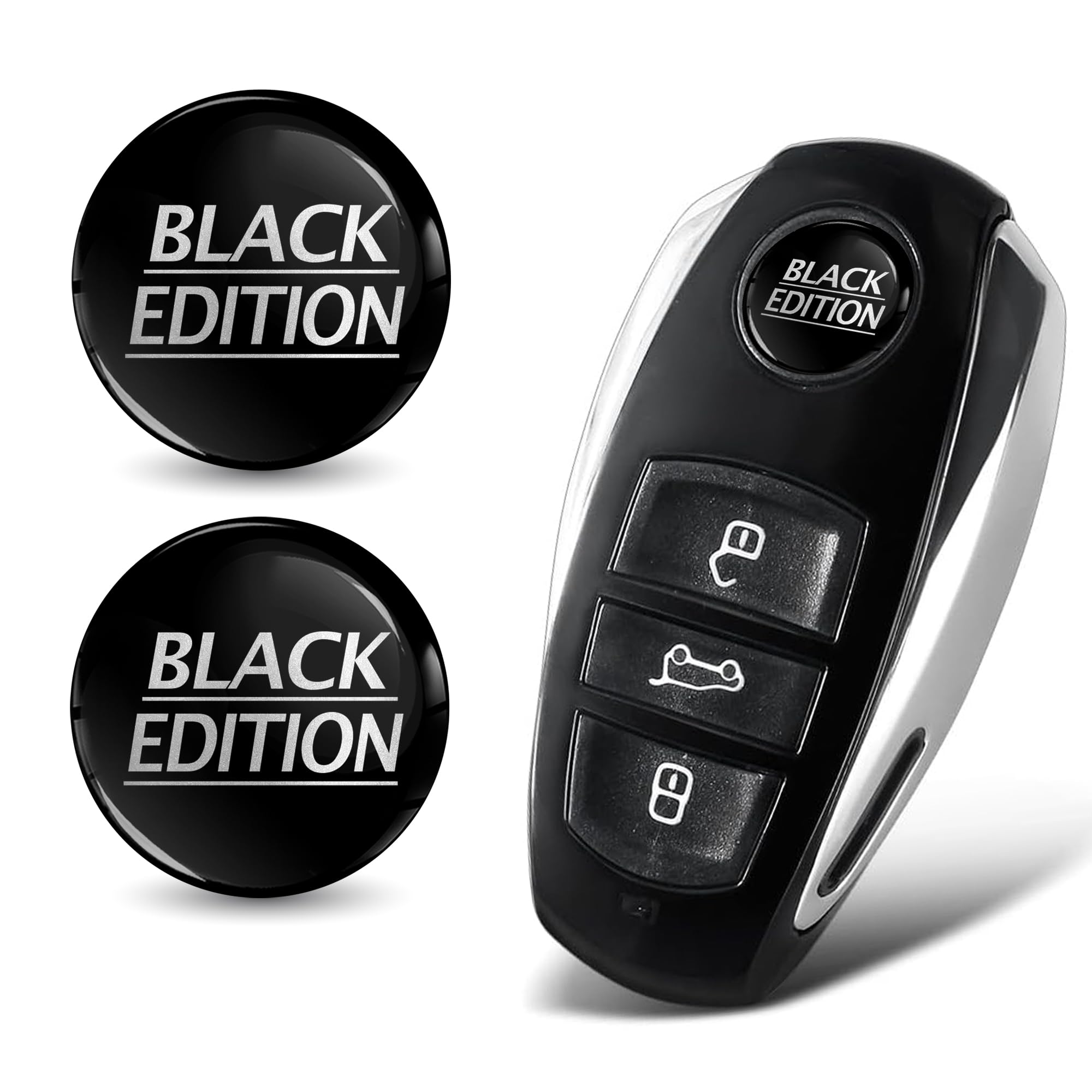 SkinoEu 2 x Diameter 14 mm 3D Key Emblem Stickers for Remote Control Car Moto Logo Key Badge Tuning Black KSK 29