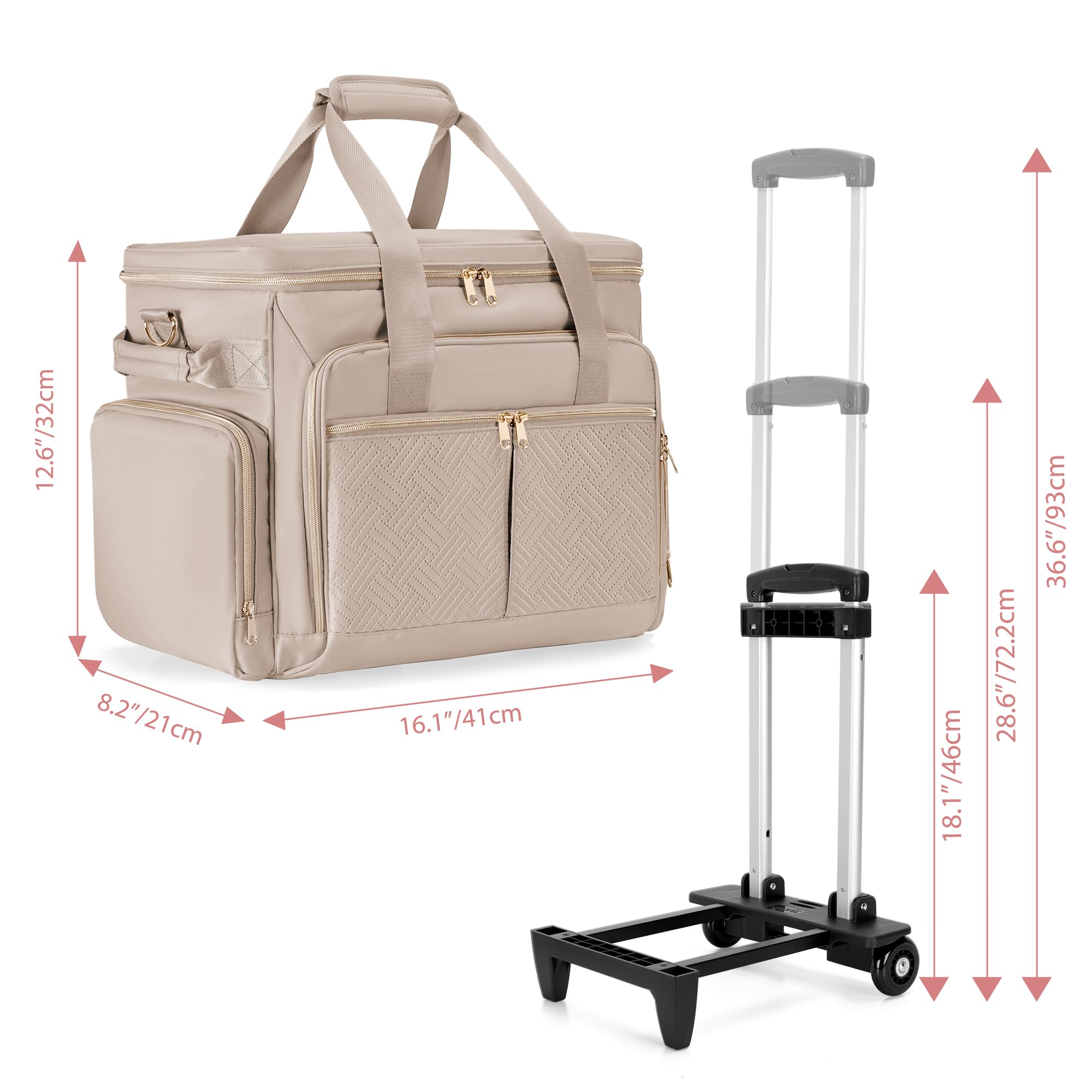 Rollende Lehrertasche mit Rollen, Lehrertasche mit abnehmbarem Trolley, Lehrertasche mit Rollen, passend für 15,6-Zoll-Laptops und Lehrerbedarf, Grau (Patentdesign)
