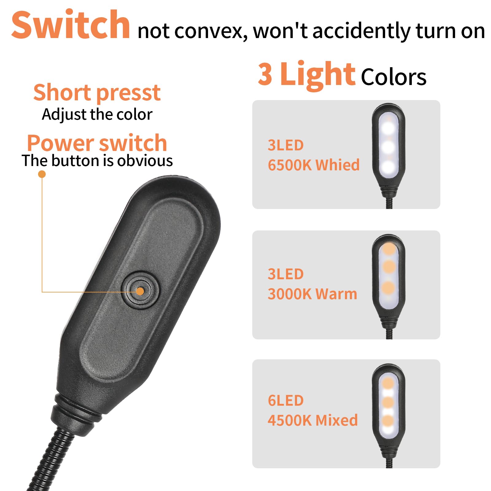 Hilngav 4 Pack Reading Light with 3 Color Temperature, 6 LED Book Clip Lamp for Reading in Bed, Easily Clip on to a Small Mini Lightweight Book Lights for Read Book Lovers