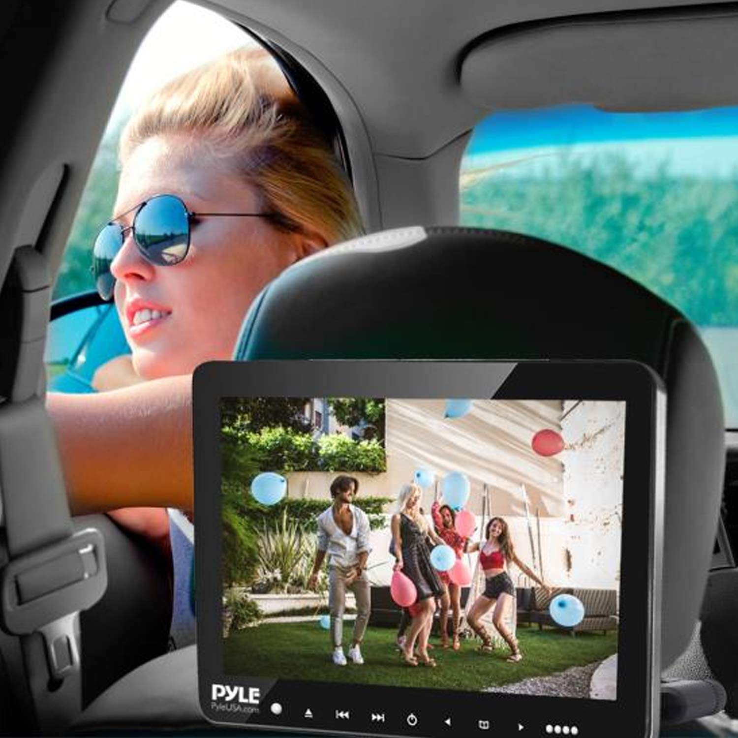 Pyle PLHRDVD103 Support Universel pour appuie-tête de Voiture Lecteur CD/DVD multimédia avec HDMI et écran LCD Haute résolution 10,5"