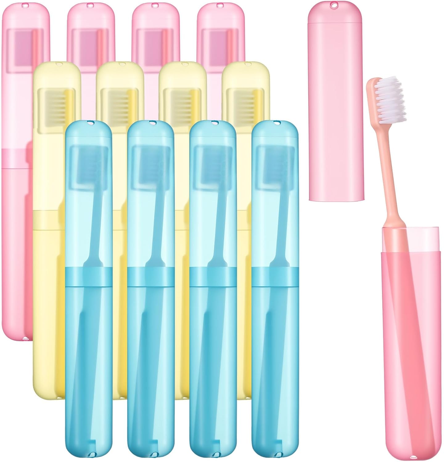 FoldTier 12 Pack Travel Toothbrush Case Portable Travel Toothbrush Holder
