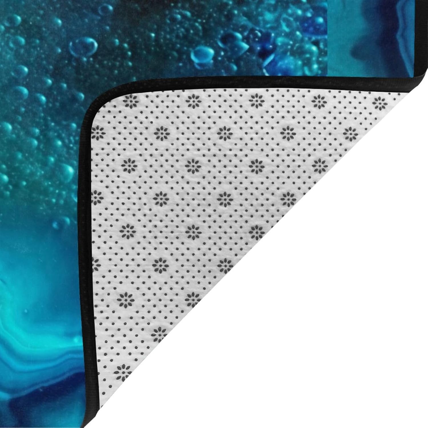 Flannel Non-Slip (Bright Aqua Blue Turquoise) Rug Pad 80×50in Soft Washable Protective for Hardwood Floors Bedroom Bathroom Living Room