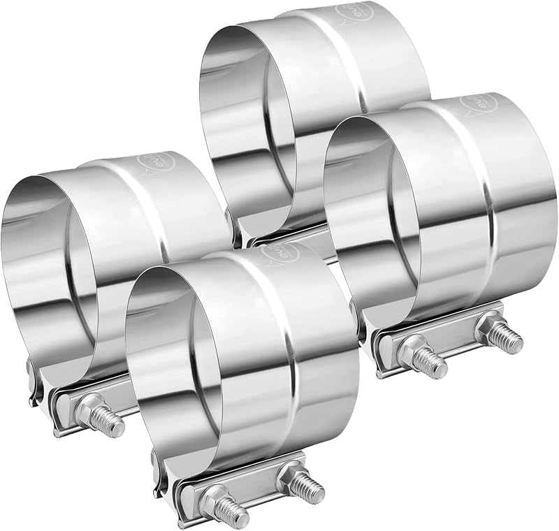 Abraçadeira de escape EVIL ENERGY tipo lap joint em aço inoxidável para tubo de 12,7 cm – Conjunto com 4 unidades
