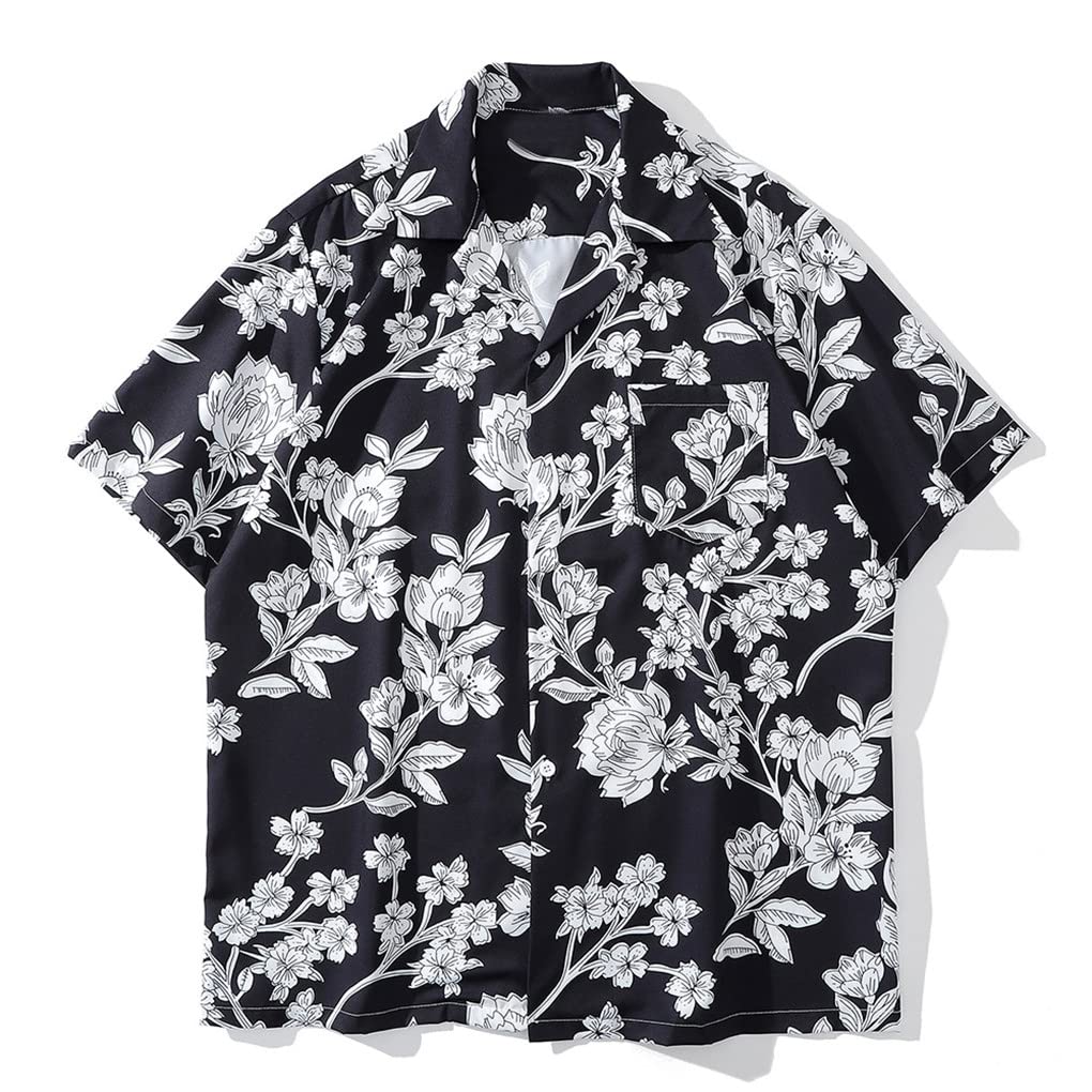 Camicia hawaiana da uomo con fiori da spiaggia estiva Harajuku High Street Casual Cool Thin Top