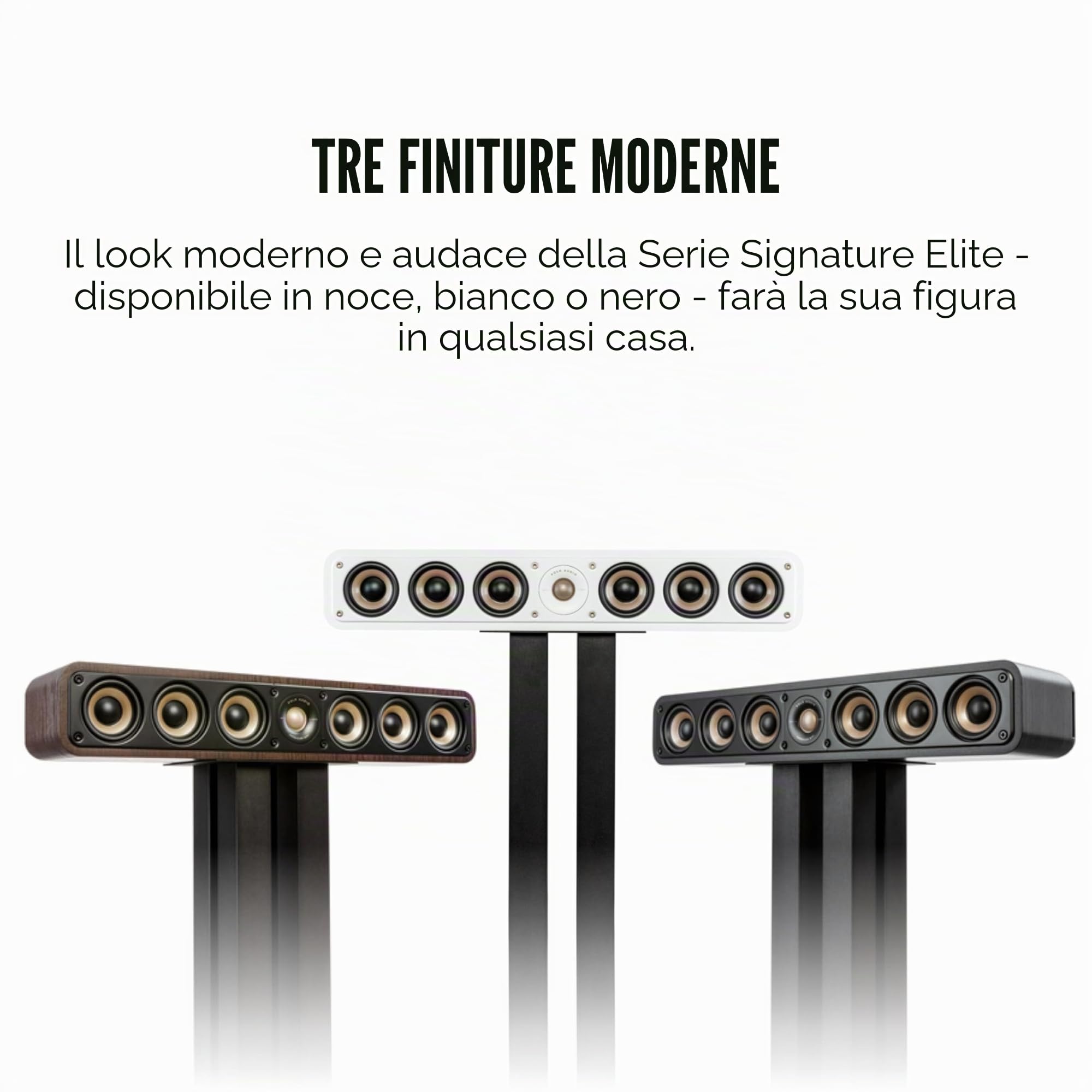 Polk Audio Signature Elite ES35, Diffusore Centrale, Sottile, compatibile Dolby Atmos e DTS:X, Un Pezzo, Nero