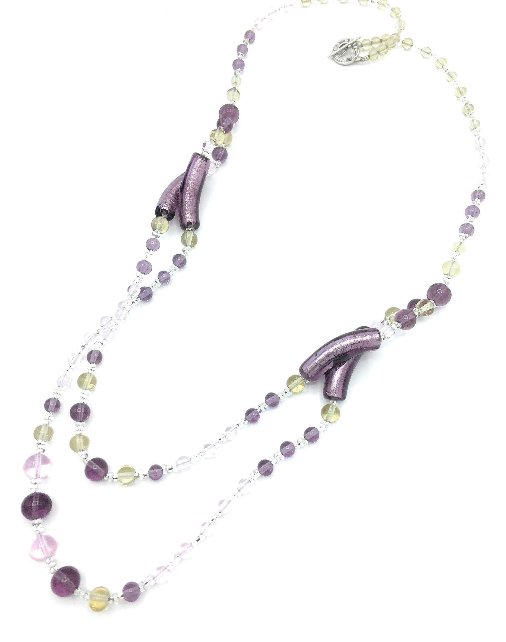 Collana In Vetro Di Murano Veneziana, Lunghezza 40 Cm, Colore Viola, Classica, Per Donna - 3