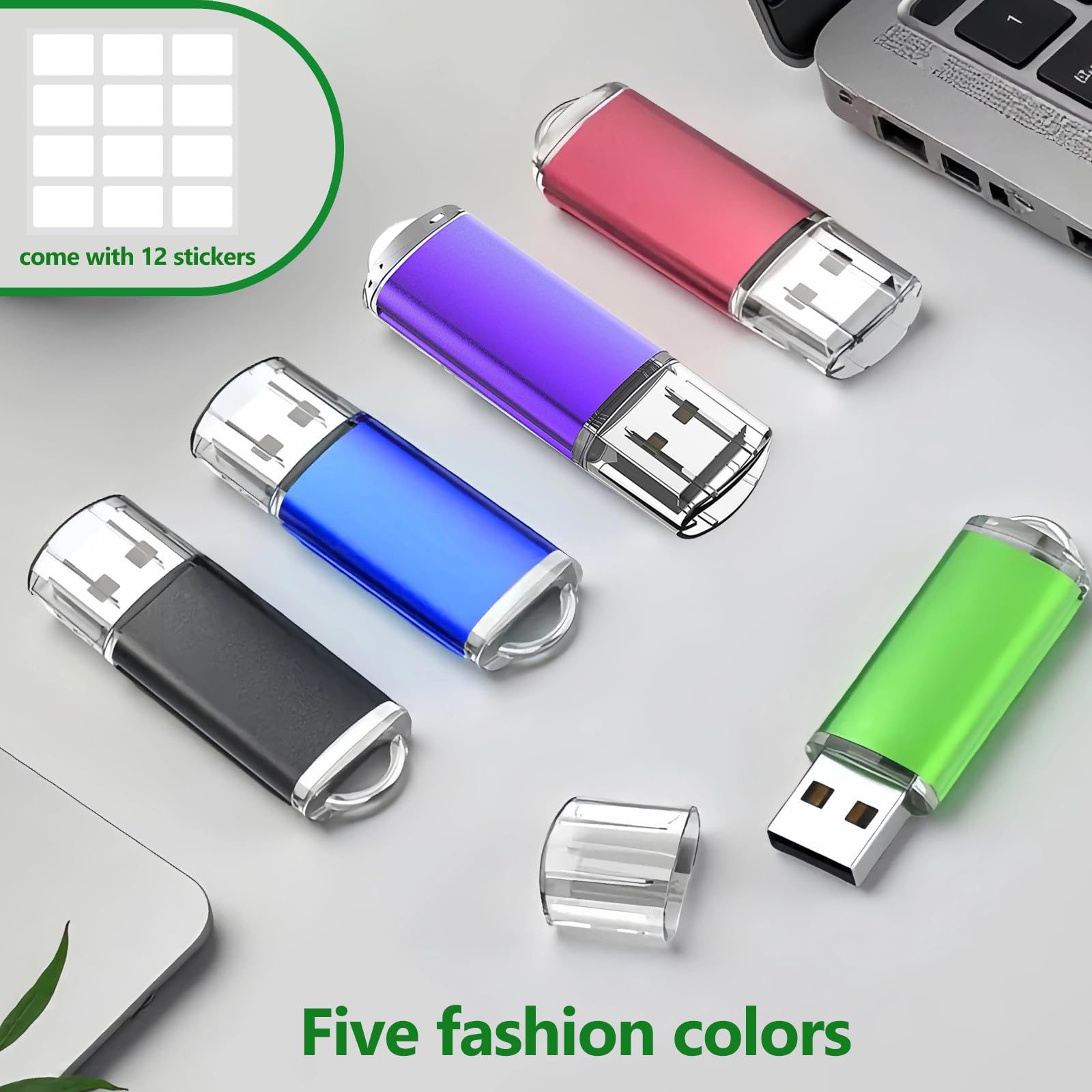 Clé USB 16 Go Lot de 10 WISEORANGE 16Go Clef USB 2.0 Métal (5 Couleurs)