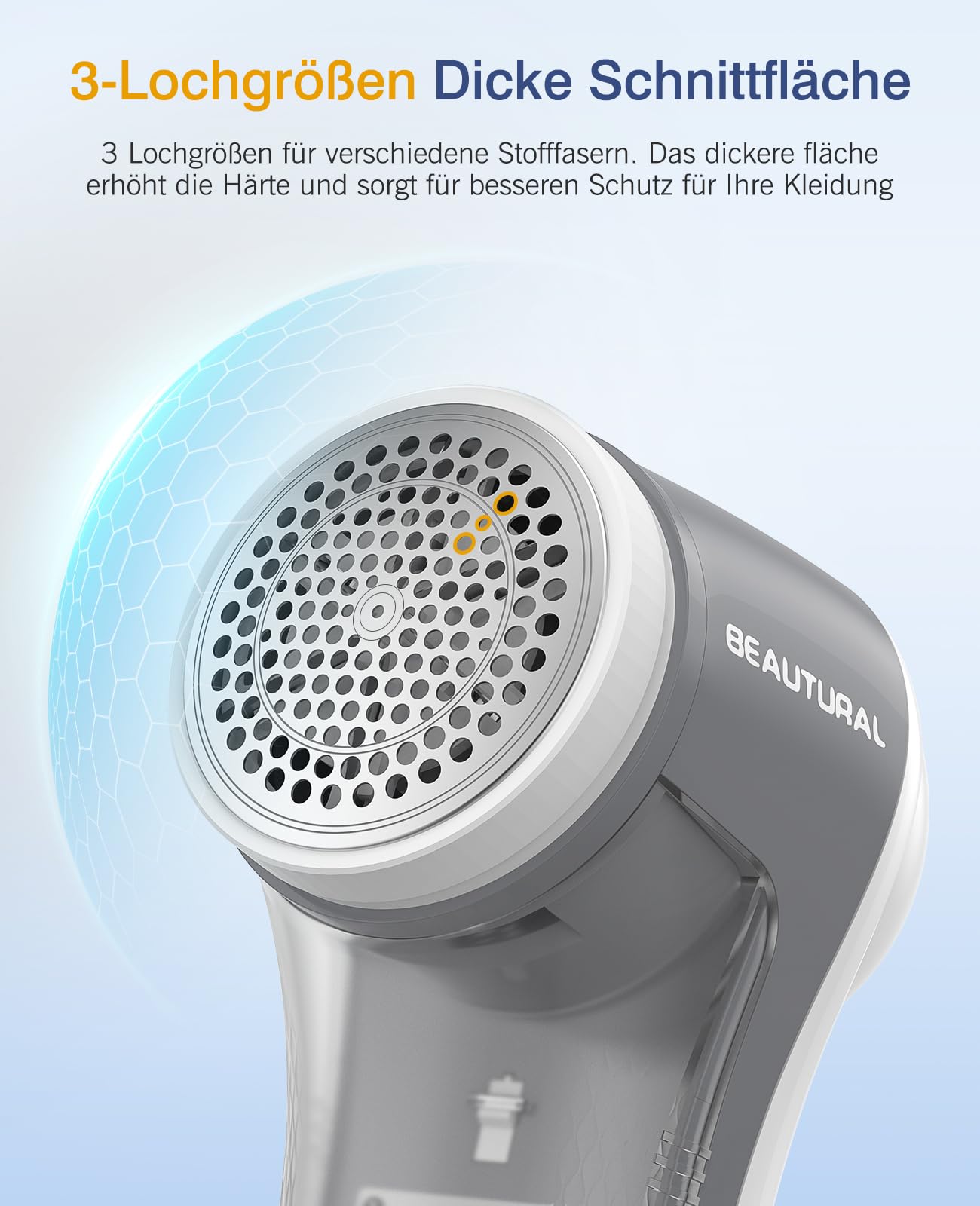 BEAUTURAL Lint Shaver, Rechargeable Electric Lint Remover, 6 Blades Wool Shaver with 9000 rpm, Powerful for Clothes, Upholstery, Blankets, Textiles - 5