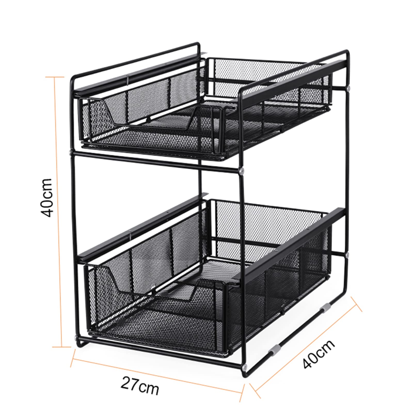 Fregadero de cocina plegable con doble cajón para baño y oficina, armario de cocina que ahorra espacio (negro) maximiza el almacenamiento y la eficiencia