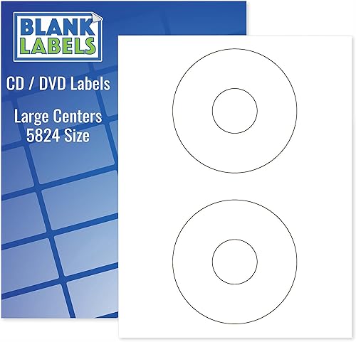 Blank Labels Etiquetas de CD y DVD compatibles con plantillas 5824 inyección de tinta blanca mate permanente y láser fáciles de despegar fabricadas