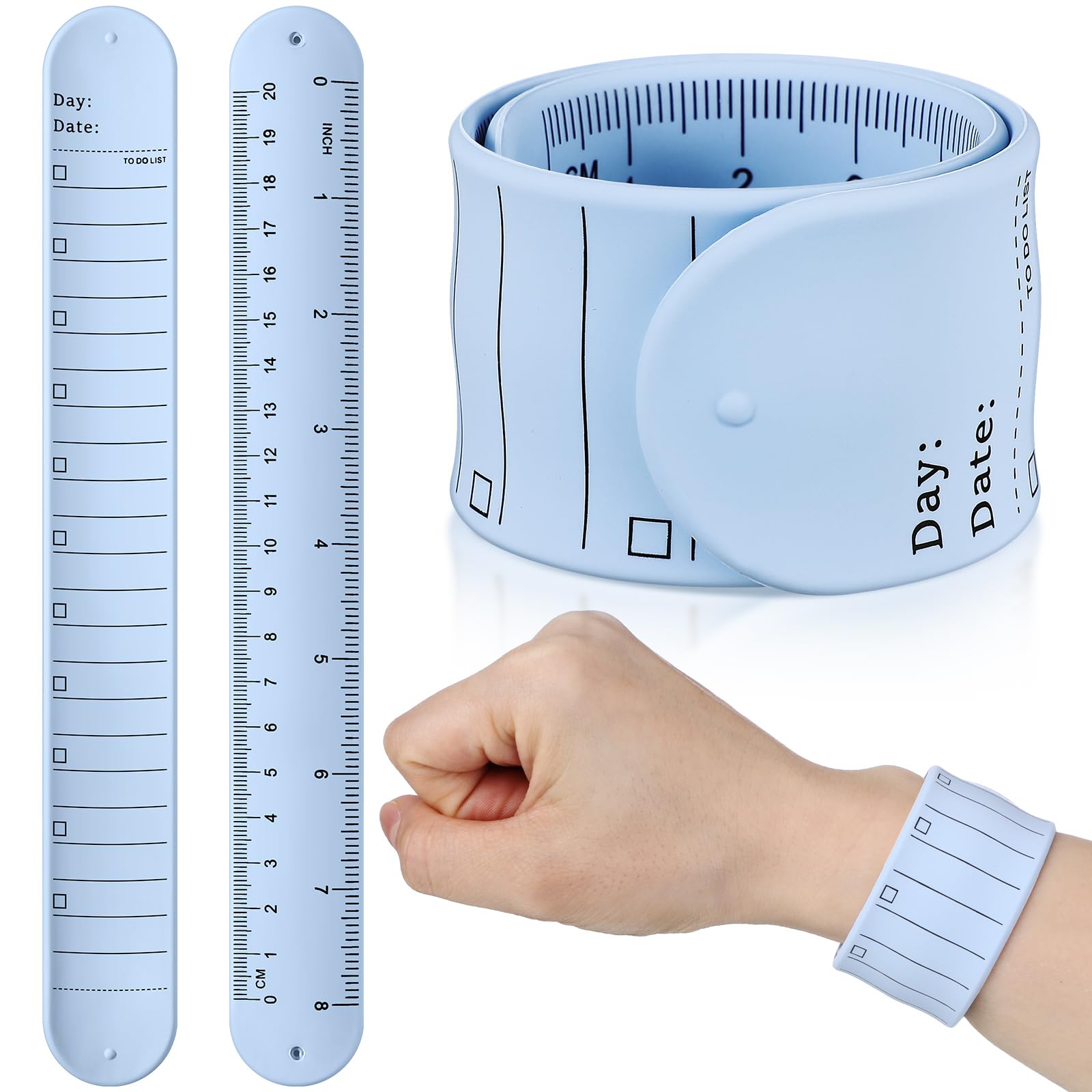 Chuangdi Silicone Nurse Slap Bracelet Reusable Wearable Notepad Wristband Waterproof to Do List Memo Wrist Band Writable Erasable Strap for Planner Reminder (Light Blue,2 Pieces)