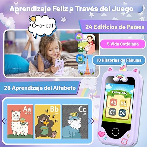 Miniatura 4 de Teléfono inteligente para niños para niñas, regalos de cumpleaños de Navidad para niñas de 3 a 10 años, teléfono celular, pantalla táctil de 2.8