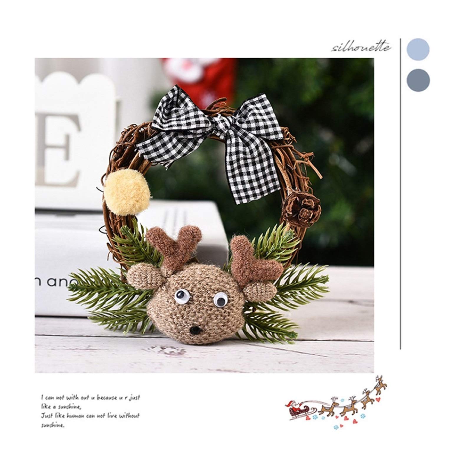 Herbstkranz 8 Stile Kreativer Weihnachtskranz Handgemachte Wandbehang Wand Tür Dekoration Girlande Ornamente Familie Weihnachtsfeier Dekor Weihnachtskranz (Color : 04)