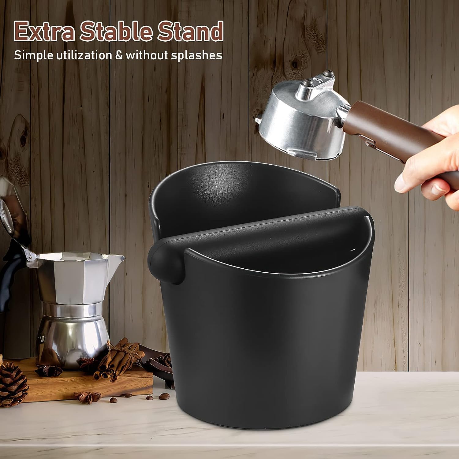 Café Knock Box con Barra de Golpe Extraíble, Cubo para Posos de Café, Accesorios Barista
