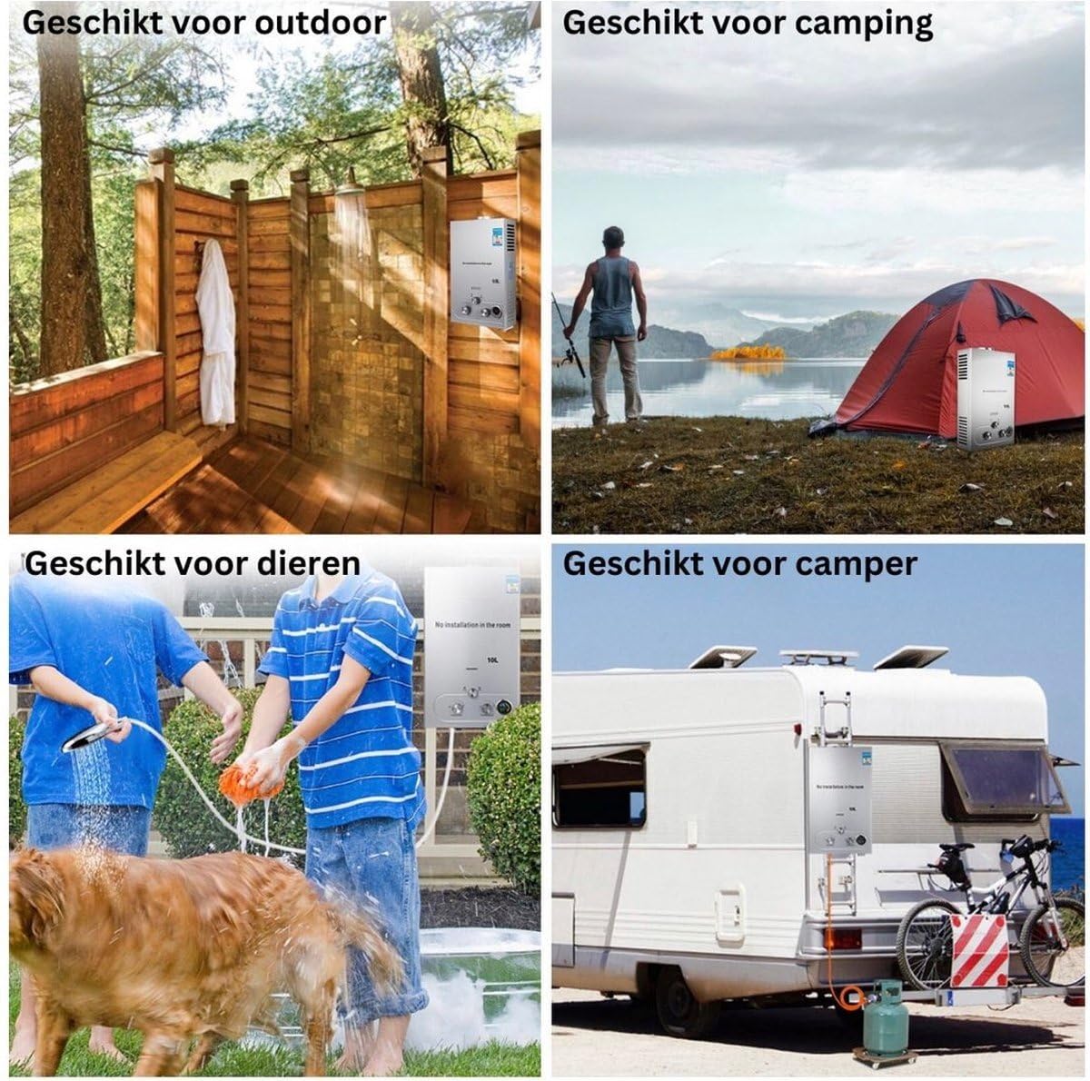 16L LPG Gas Durchlauferhitzer 36kW Tragbar – Propan Warmwasserbereiter 31–72°C Einstellbar Niedriger Wasserdruck Start Camping Dusche Wohnmobil Boot Outdoor Wandmontage