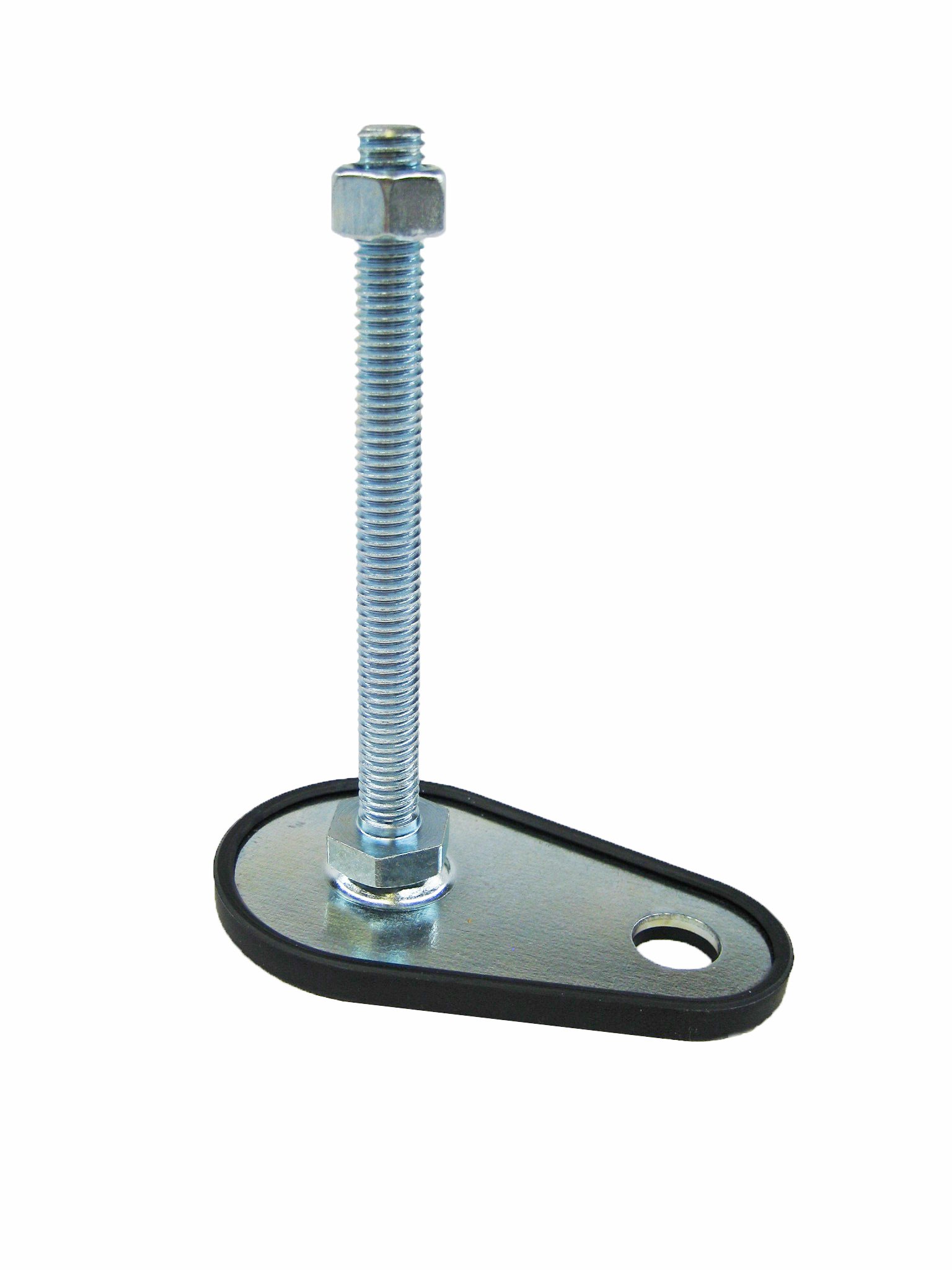 J.W. Winco 440.1-80-1/2-13-150-KR Series GN 440.1 Carbon Steel Leveling Feet with Fixing Lug and Plastic Base Cap, Zinc Plated and Blue Passivated Finish, Inch Size, 3.15" Base Diameter, 1/2-13 Thread