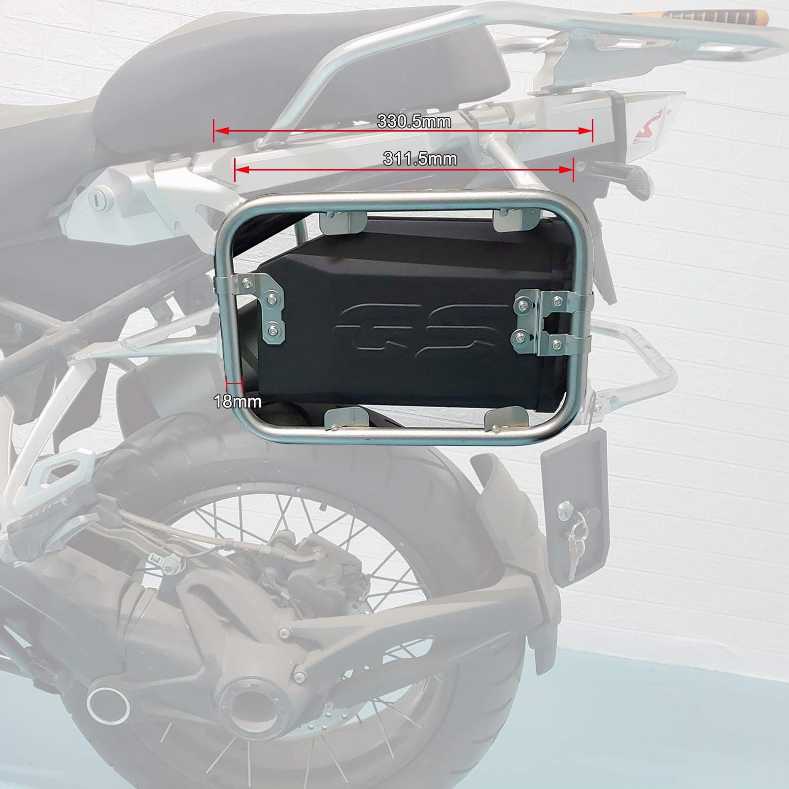 GoolRC Boîte à outils de moto - Support latéral gauche avec PP de rechange - Compatible avec BMW R1200GS LC & Adventure 20008-2018, R1250GS 2019+, Benelli TRK502 2016-2019