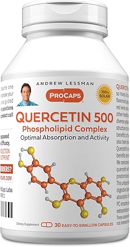 ANDREW LESSMAN Quercetina 500mg - 30 Cápsulas - 500 mg Complejo único de quercetina fosfolípido, fórmula altamente absorbible para apoyar la función