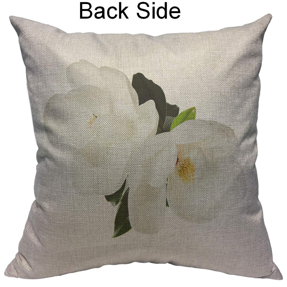 Mugod Magnolia Flower Decorative Pillow Case White Magnolias Floral Green Leaf Chaste Elegant Throw Pillow Cover Home Decor Cotton Linen Square Cushion Cover for Couch Bed Sofa 20X20 Inch