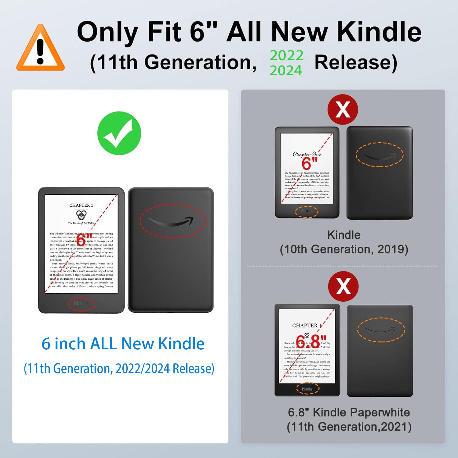Bookish Schutzhülle für Kindle 15,2 cm (6 Zoll) Kindle 11. Generation 2022/2024, leichtes PU-Leder, Buchhülle mit automatischer Wake-/Sleep-Handschlaufe, Buch-Stil