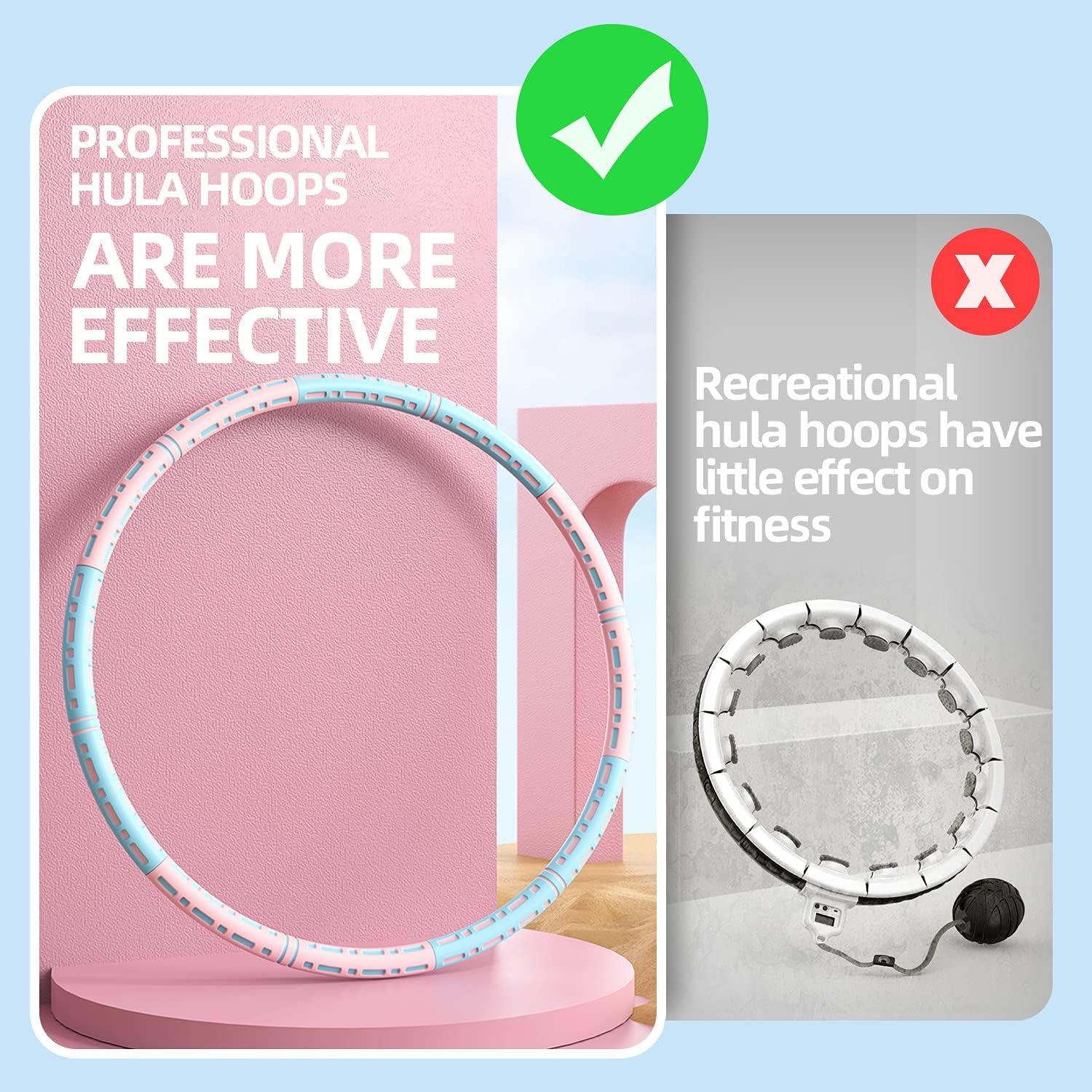 CINBOS Weighted Professional Exercise Hoops for Adults, Workout Hoops with Adjustable Weight 1.6-8.2lb, Detachable Stainless Steel with Soft Foam, Fun Fat Burning Exercise Equipment for Women and Men: Toys & Games