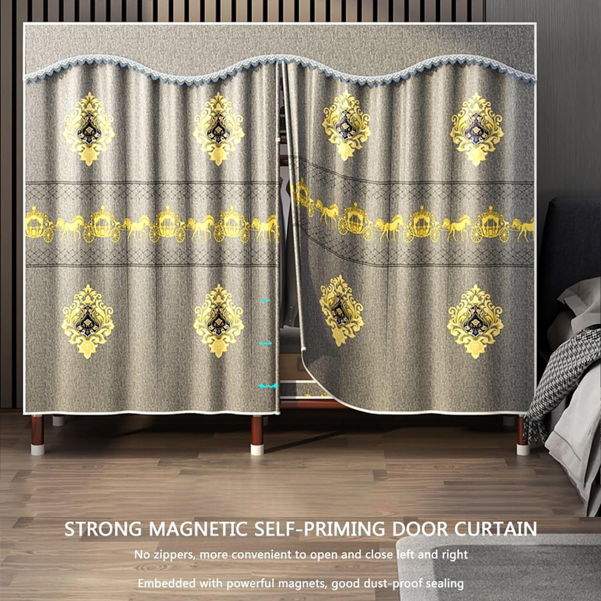 Large Portable Closet Wardrobe Clothes Storage Organizer with 2 Hanging Rods Ans 2 Storage Shelves Modern Armoire Metal Frame for Bedroom (Color : A, Size : 130x46x170cm)