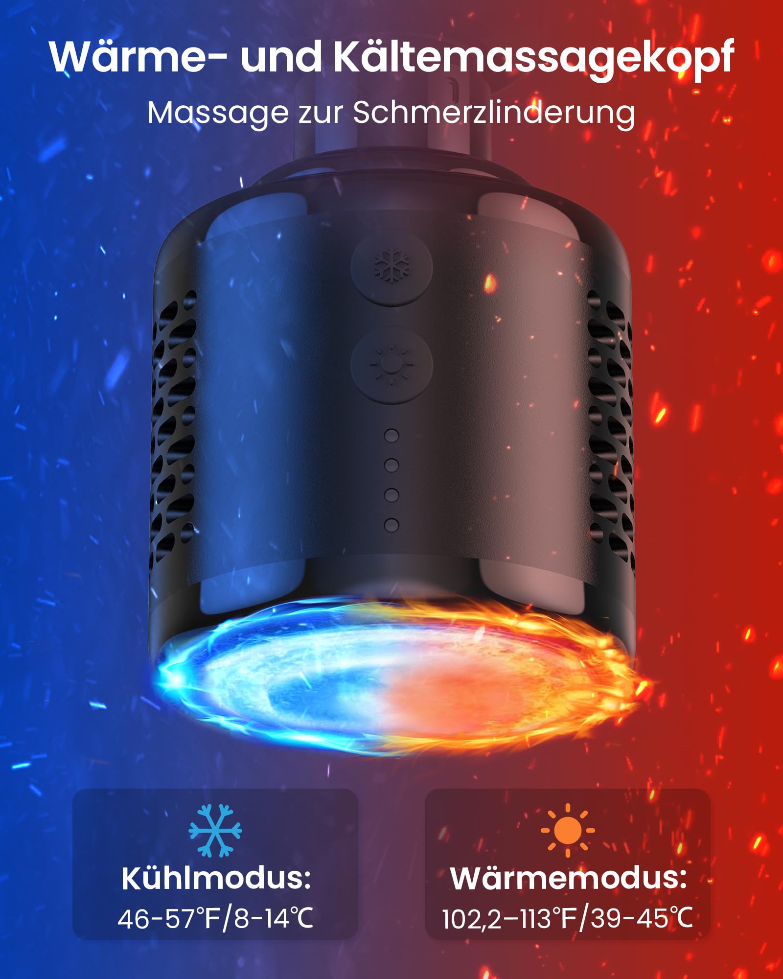 Massagepistole mit Wärme und Kälte,Napre Massage Gun Massage Pistole mit Verlängerung,Muskel Percussion Massagegerät für Schulter Körper Rücken Entspannung,32 Geschwindigkeiten,Faltbar mit 5 Winkeln