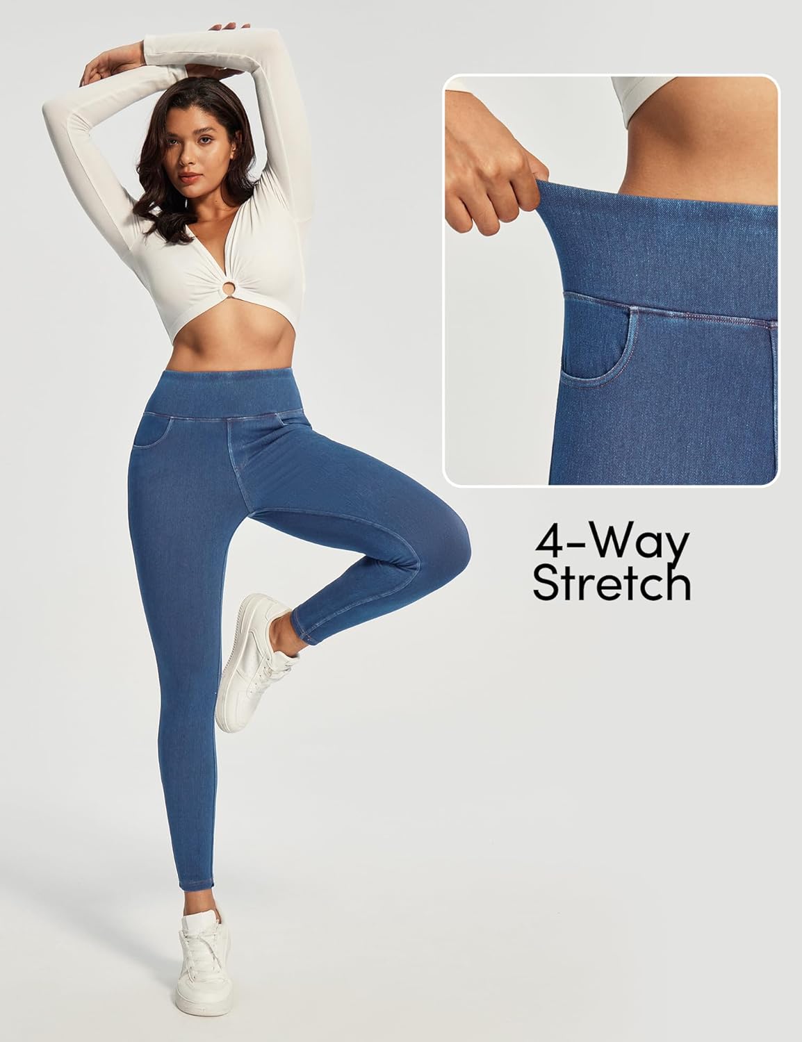 IUGA Butt Lifting Jeans for Women Trendy High Waisted Stretchy Women Jeans Skinny Jeggings Tummy Control with Pockets - Image 3