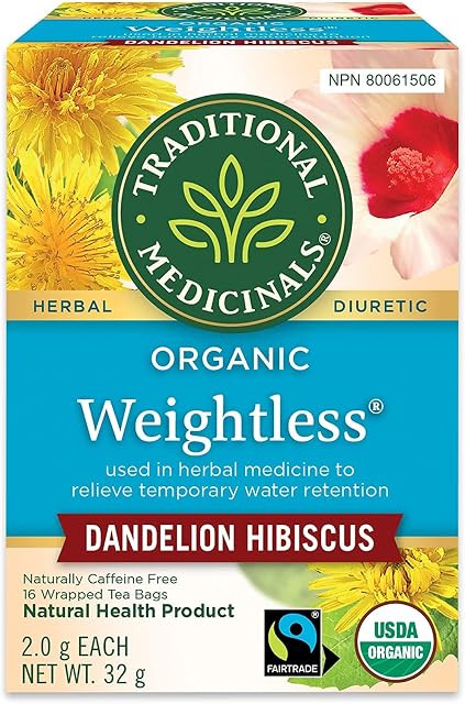 Traditional Medicinals Organic Weightless Dandelion Hibiscus Thé à base de plantes, 16 Sacs (paquet de 1)