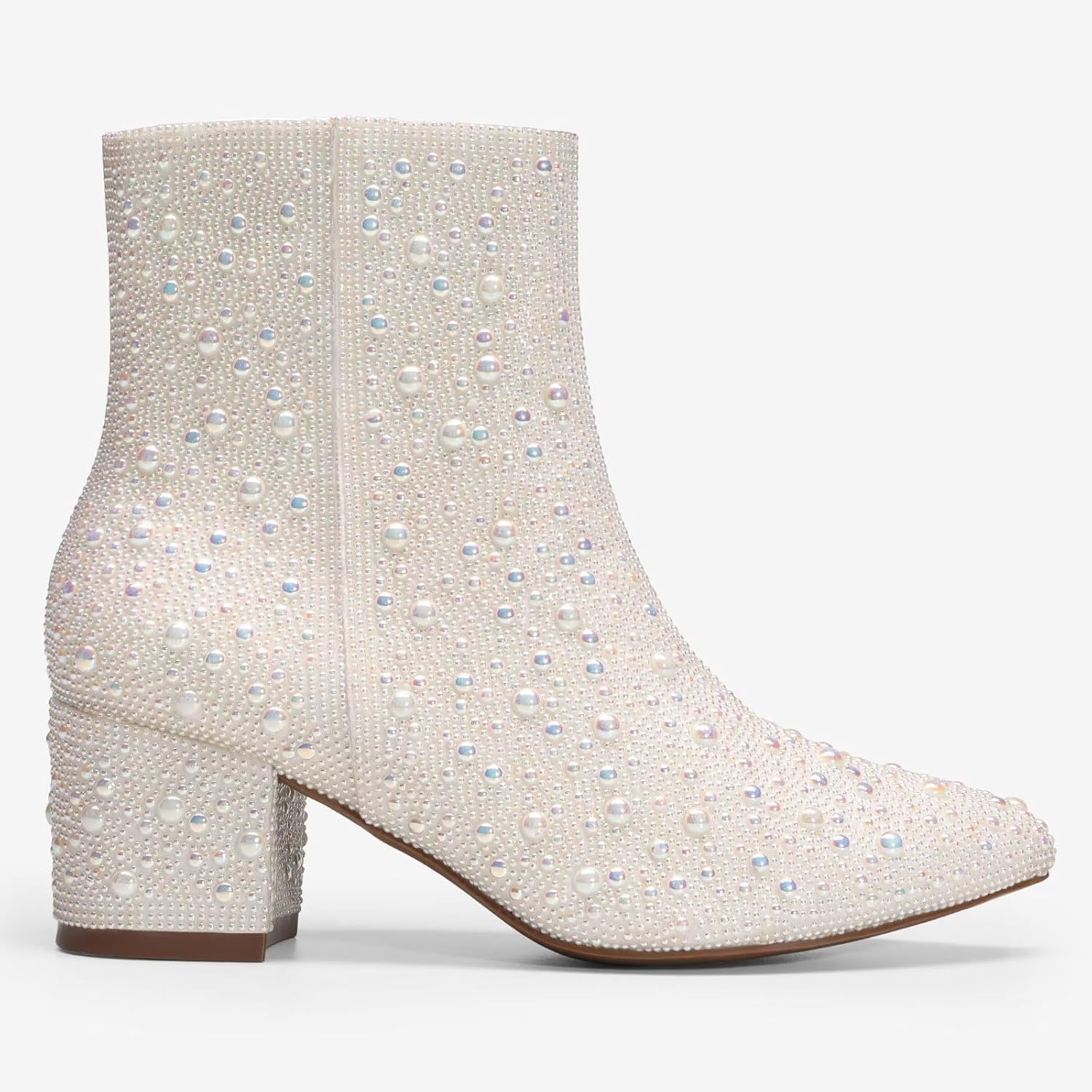 Rhinestone Zipper Sparkly Ankle Boots – Glitter Pointed Toe Fashion Comfortable Shoes, Pull on Chunky Heel Western Boots