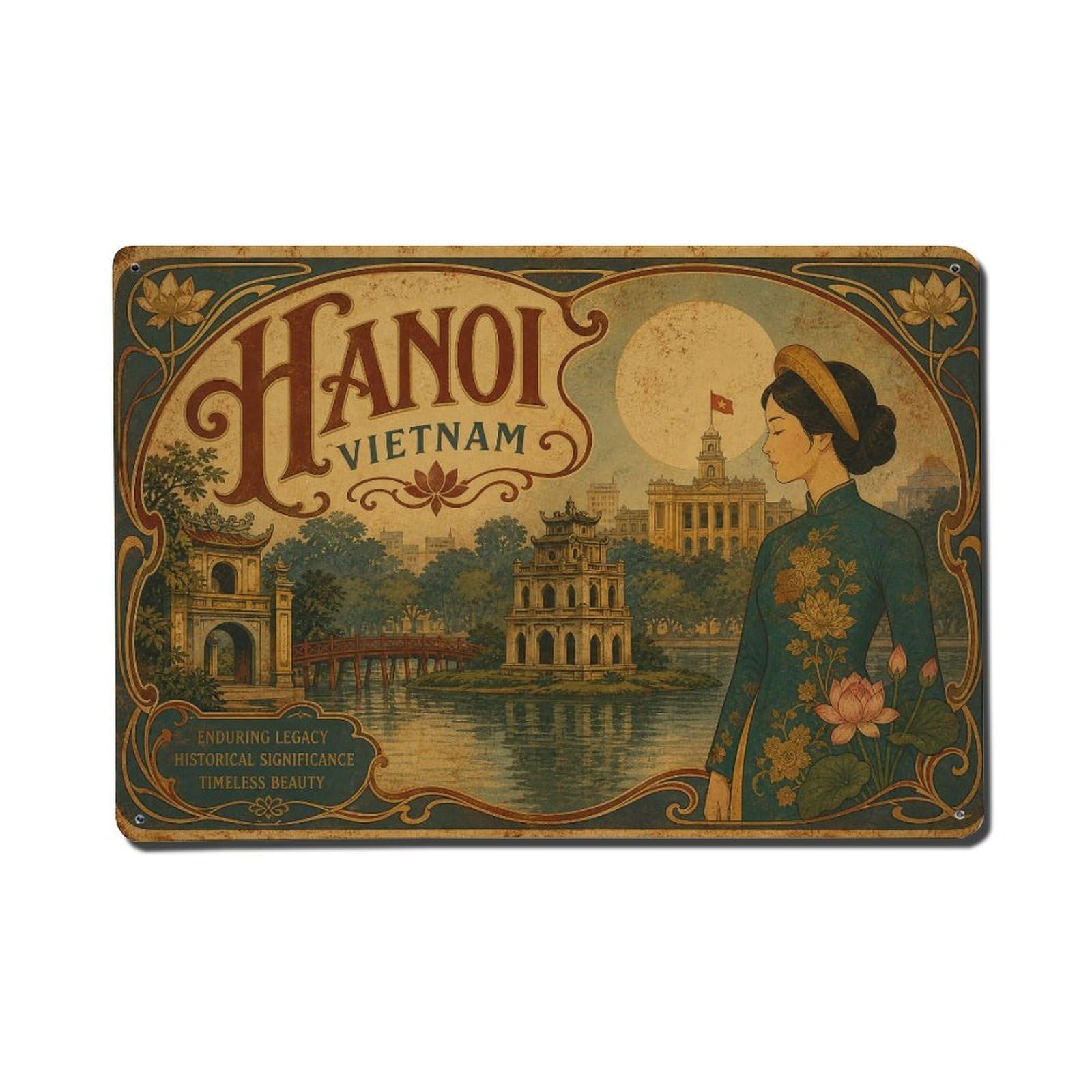 Hanoi Vietnam Old Quarter Landmark Regional Travel Metal Tin Sign