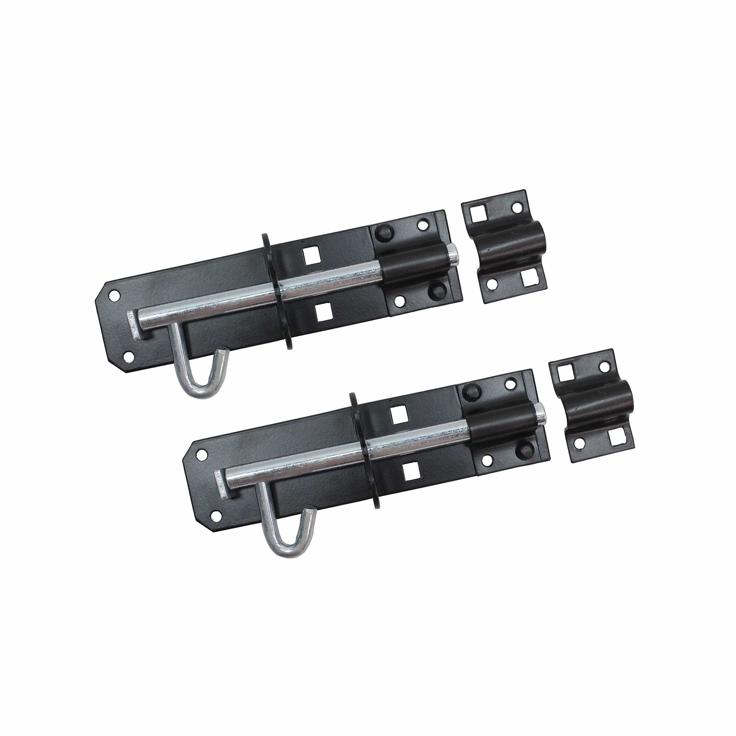 SUL Padbolt Heavy Duty Brenton Bolt Type 2A Sliding Gate Bolt Locakable padbolt 150mm for Shed Doors, Gate Lock & Outhouse Doors Black Gate Bolt 150mm (6 Inch) (2 PK)