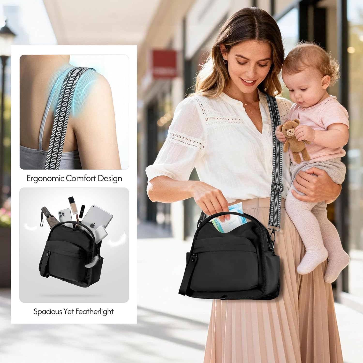 Nylon Crossbody Bags for Women Lightweight Top Handle Shoulder Bag Waterproof Satchel Hobo Handbag, Bonus with a Extra Strap - Image 4