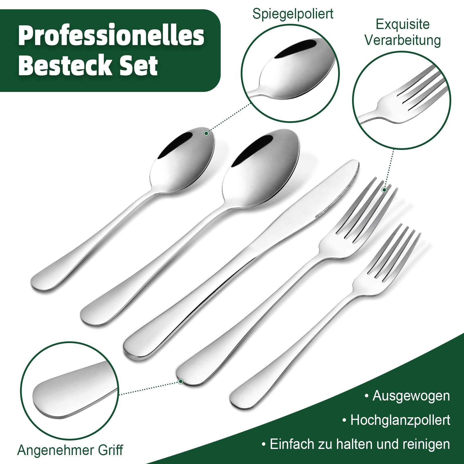 Besteck Set Besteckset 30-tlg Besteck Tafelbesteck Edelstahl Besteck Wmf  Besteck 12 Personen, image size:1600x1600