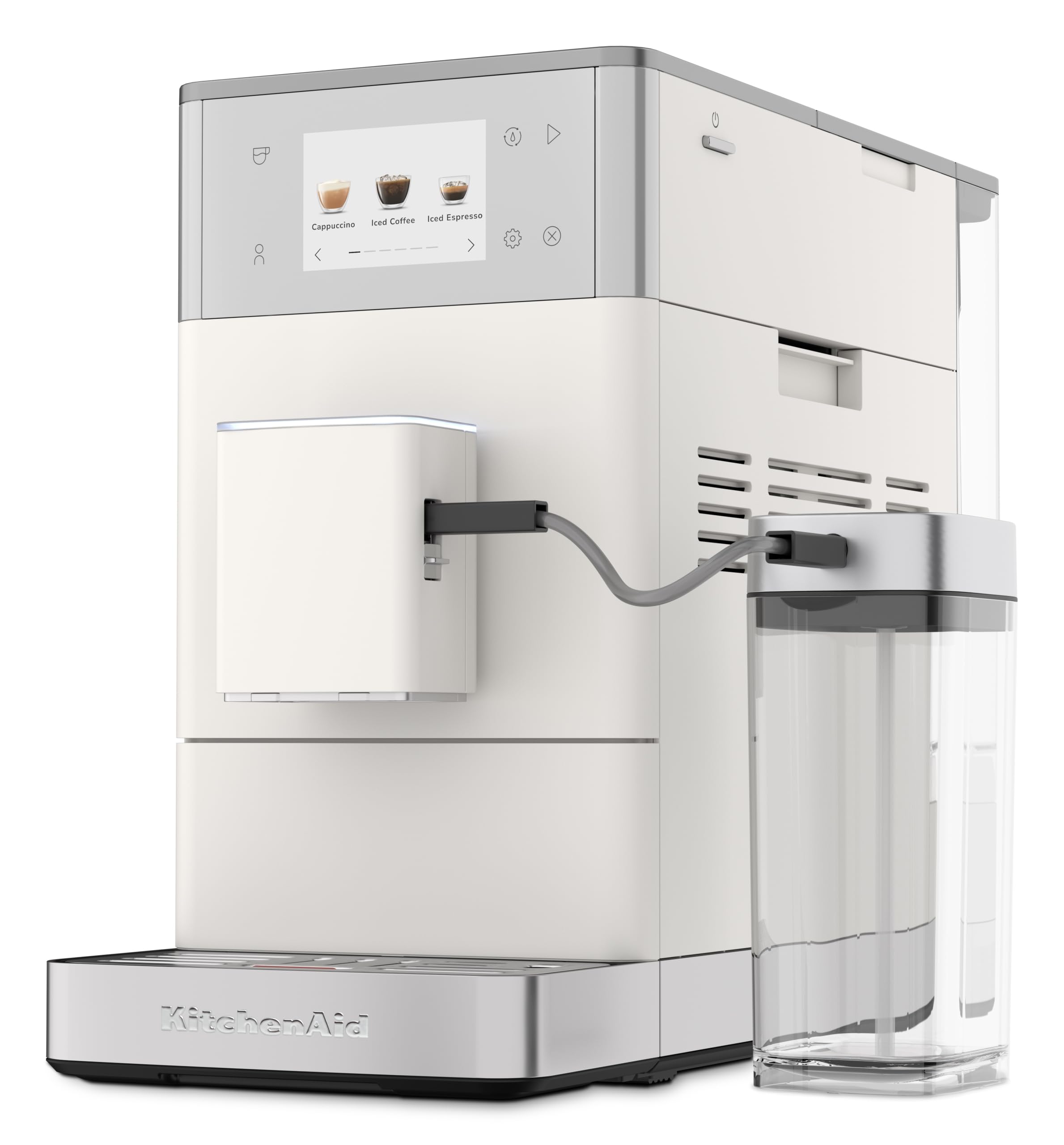 KitchenAid KF4 Macchina da Caffè Superautomatica, AutoMilk Avanzato, Macinacaffè IntelliGrind, 15+ Ricette, Display Colori, Caffè Freddo, 15-18 Bar, Bianco Porcellana
