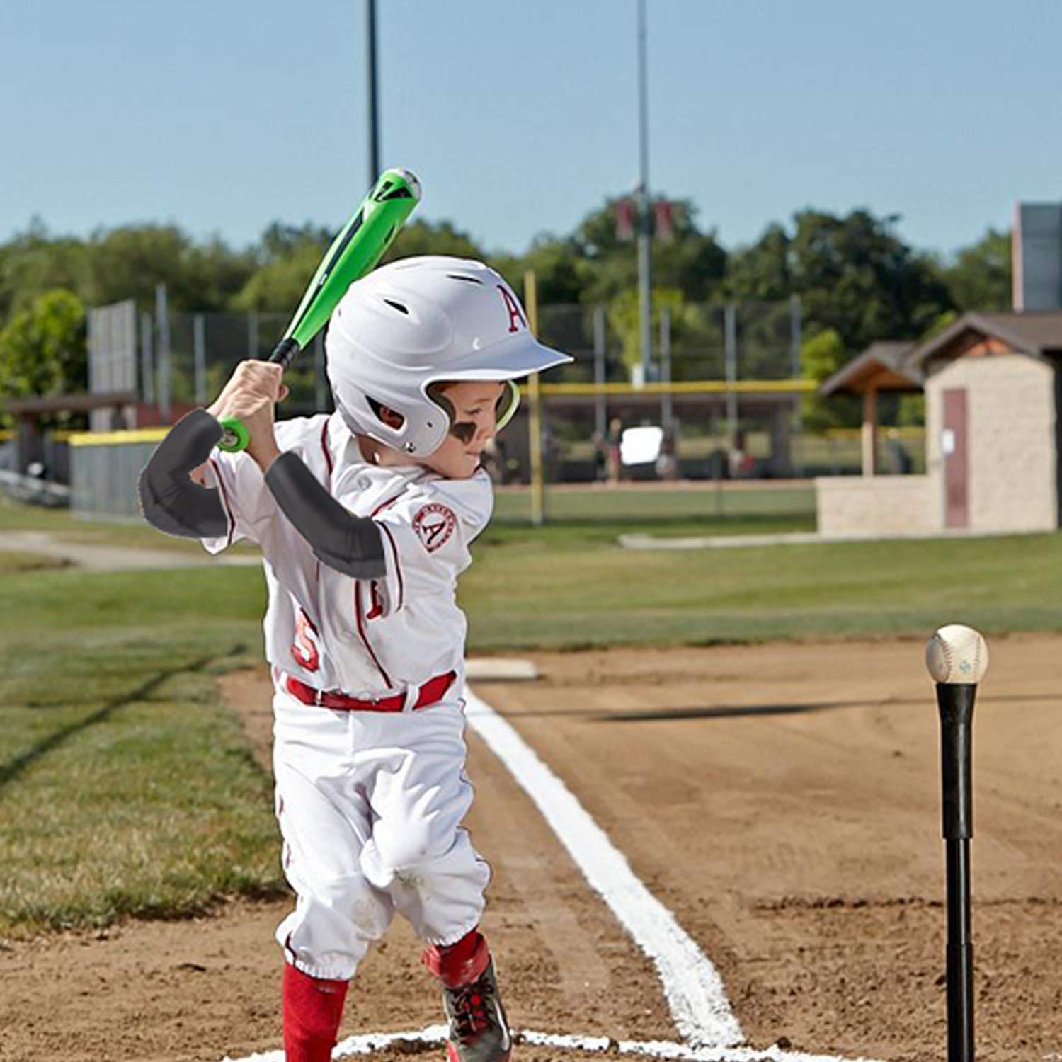 Coderas de compresión deportivas para niños de 5 a 15 años, equipo de protección acolchado para baloncesto, béisbol, fútbol, voleibol, lucha libre, ciclismo, 1 par (talla M juvenil)