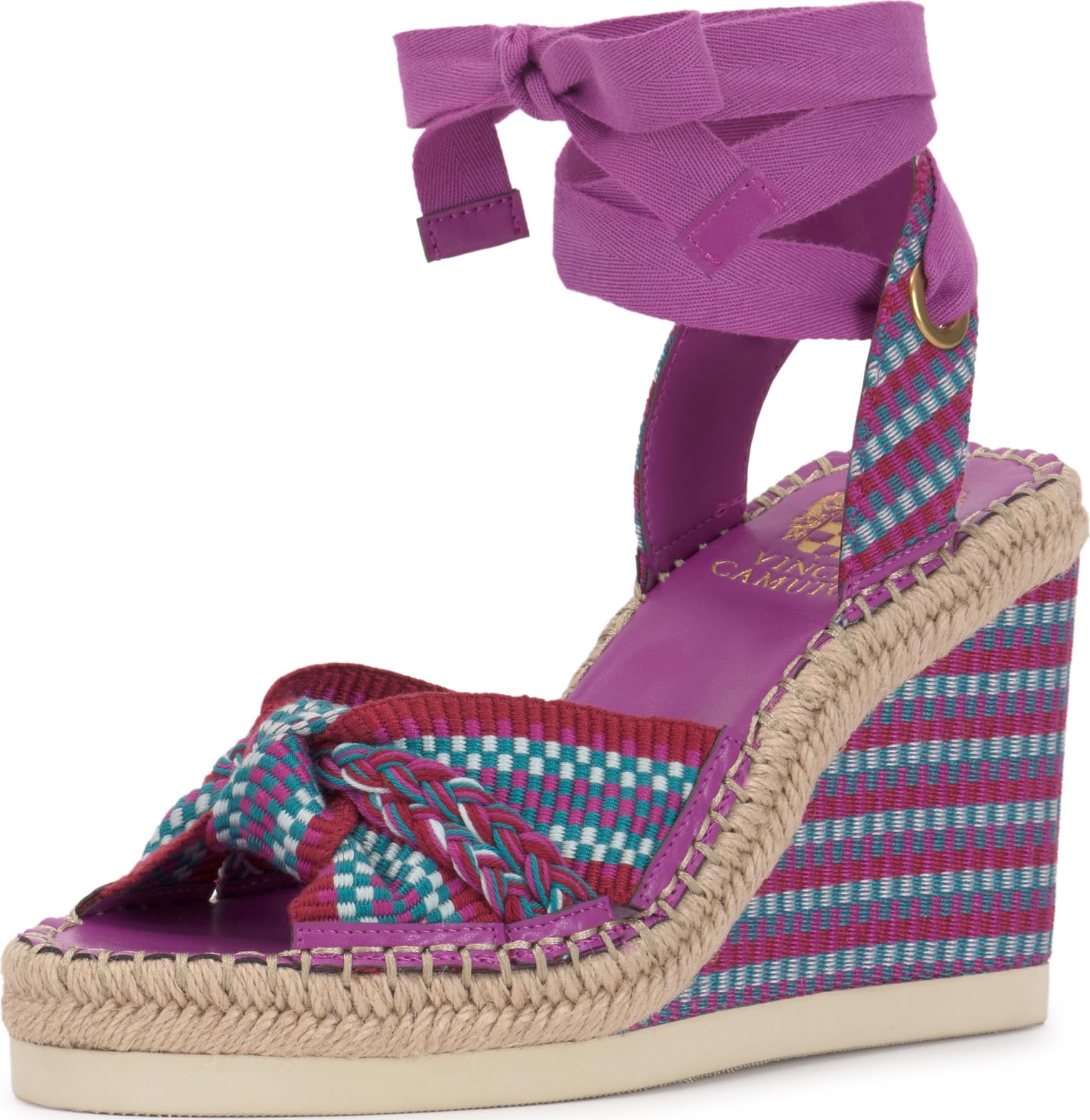 Vince Camuto Bealie Woven Lace Up Wedge Sandals
