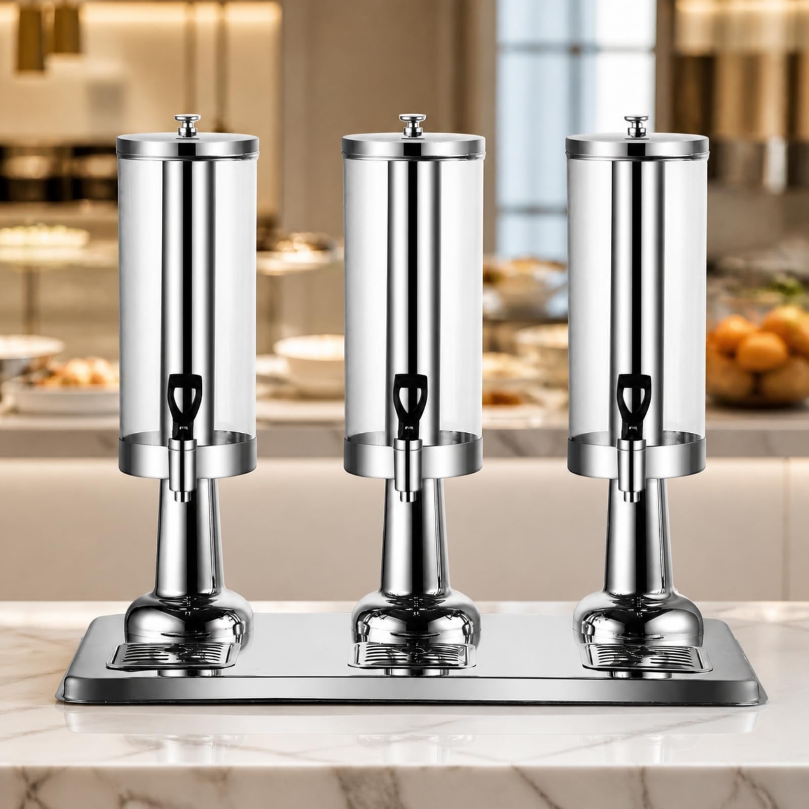 MagiDeal Dispensador Bebidas con 3 Dispensadores Autoservicio Dispensador Bebidas con pósito para, Cafería, Caring