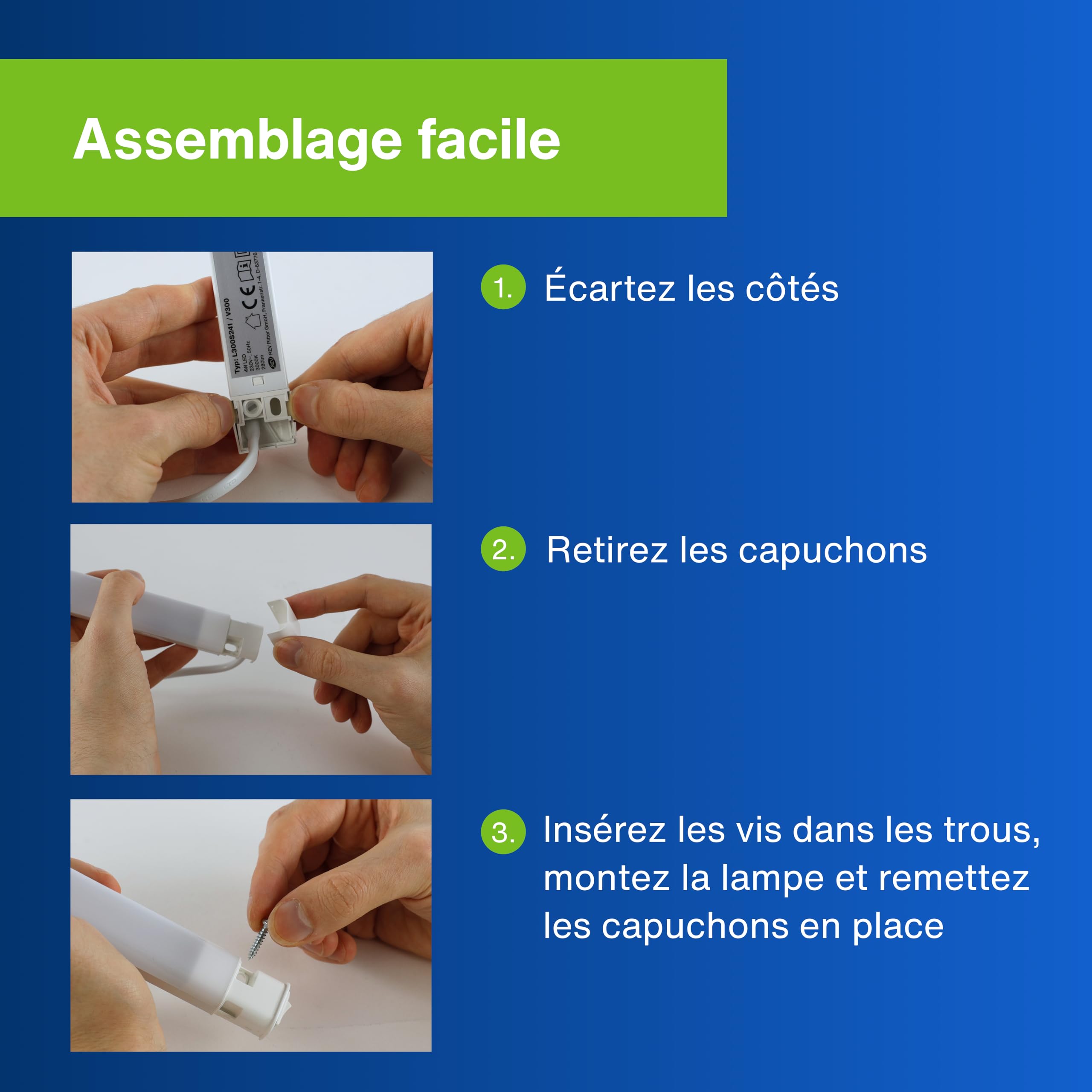 REV Réglette LED sous meuble 80 cm, 12 W, 1020 lm, blanc chaud, avec interrupteur, éclairage cuisine et placard, blanc
