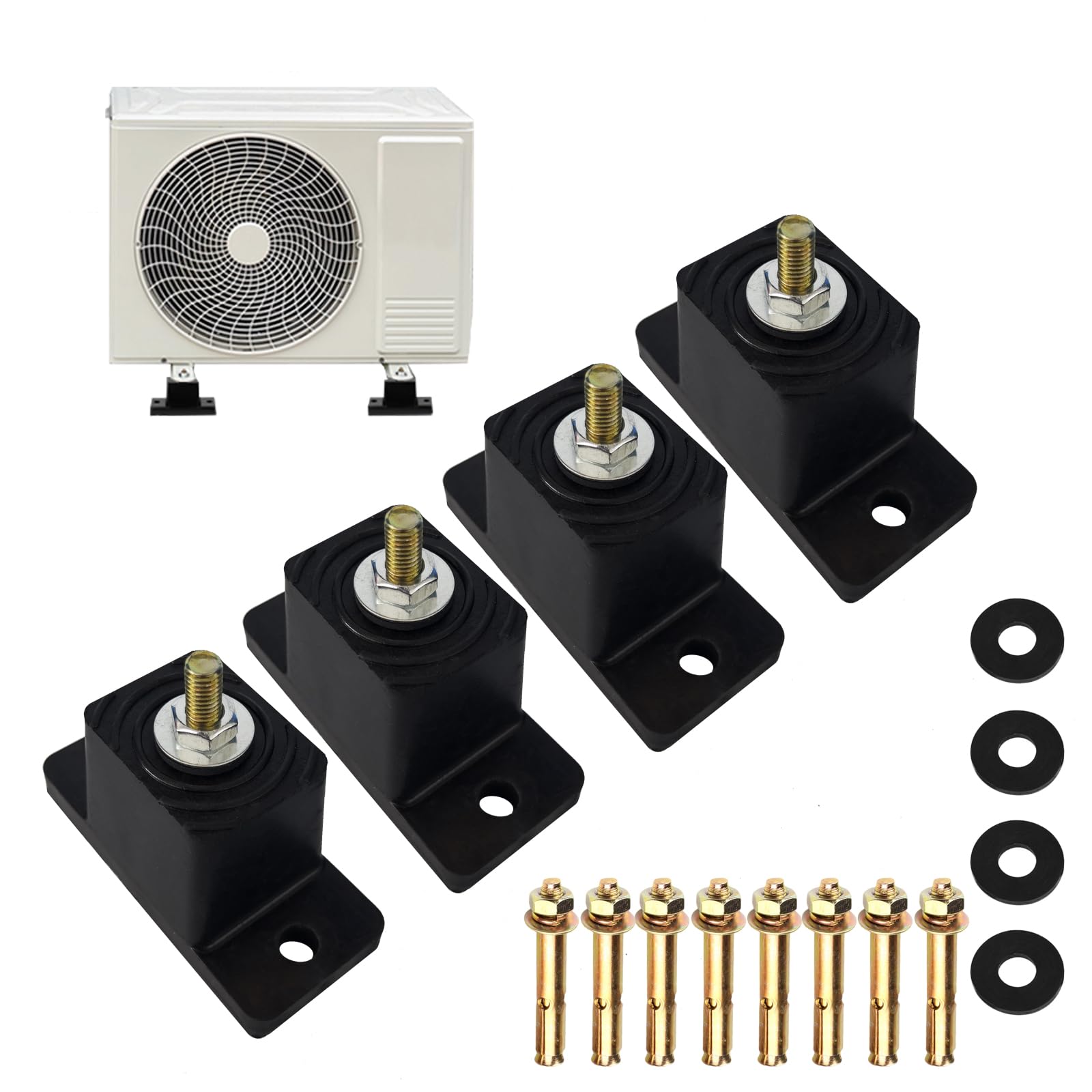 Rubber Mounting Bracket for Small Split AC Condensers - Anti-Vibration, Noise Reduction & Shock Absorption - Universal Base for Outdoor Silent Air Compressors (A Set of Damping Brackets)