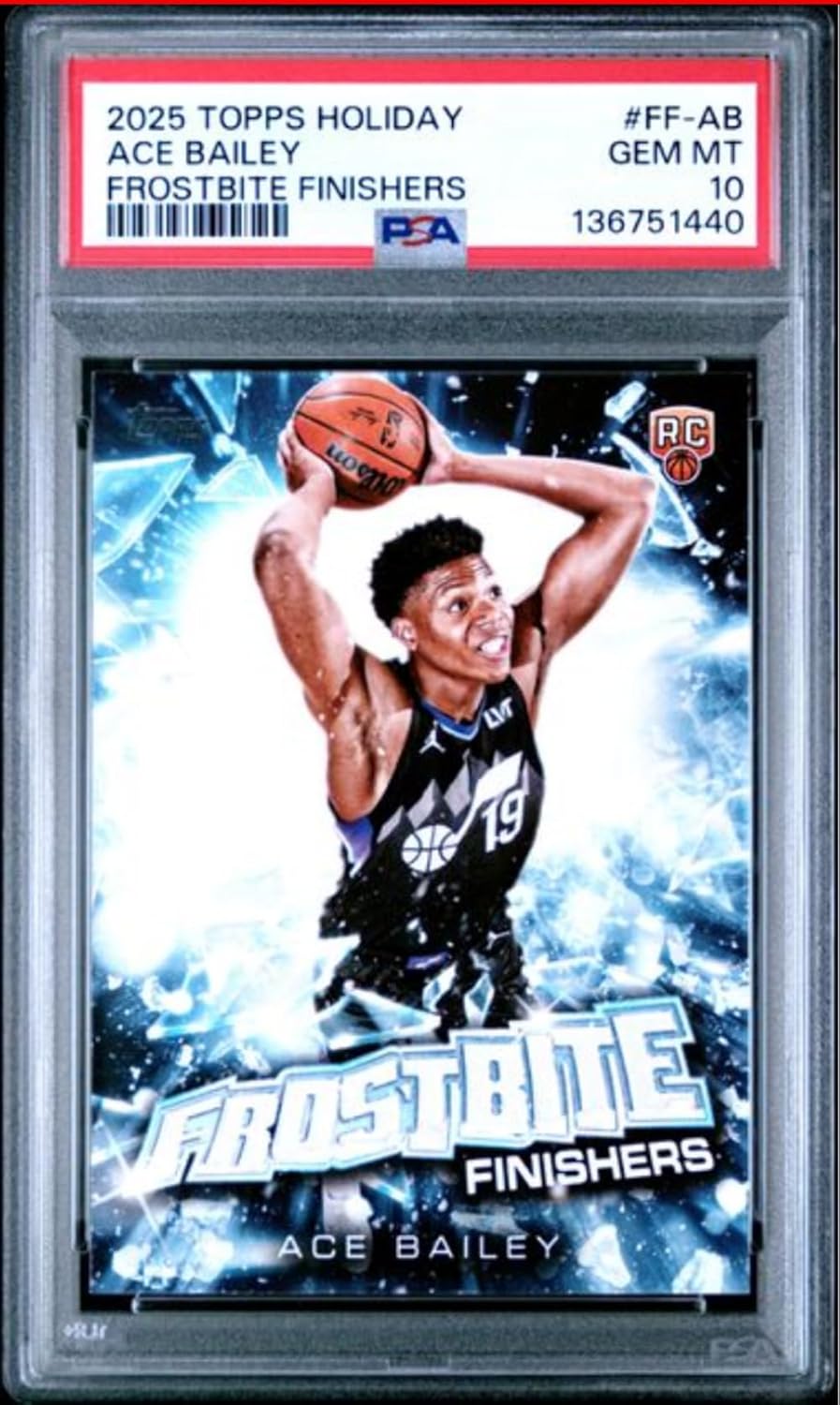 Graded 2025 Topps Holiday Ace Bailey #FFAB Frostbite Finishers Rookie RC Basketball Card PSA 10 Gem Mint