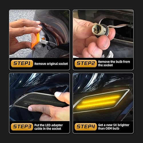 Miniatura 4 de Luz de marcador lateral LED compatible con Mercedes Benz Clase C W204 C250 C300 C350 C63 AMG 2012 2013 2014 delantero ámbar parachoques lámparas