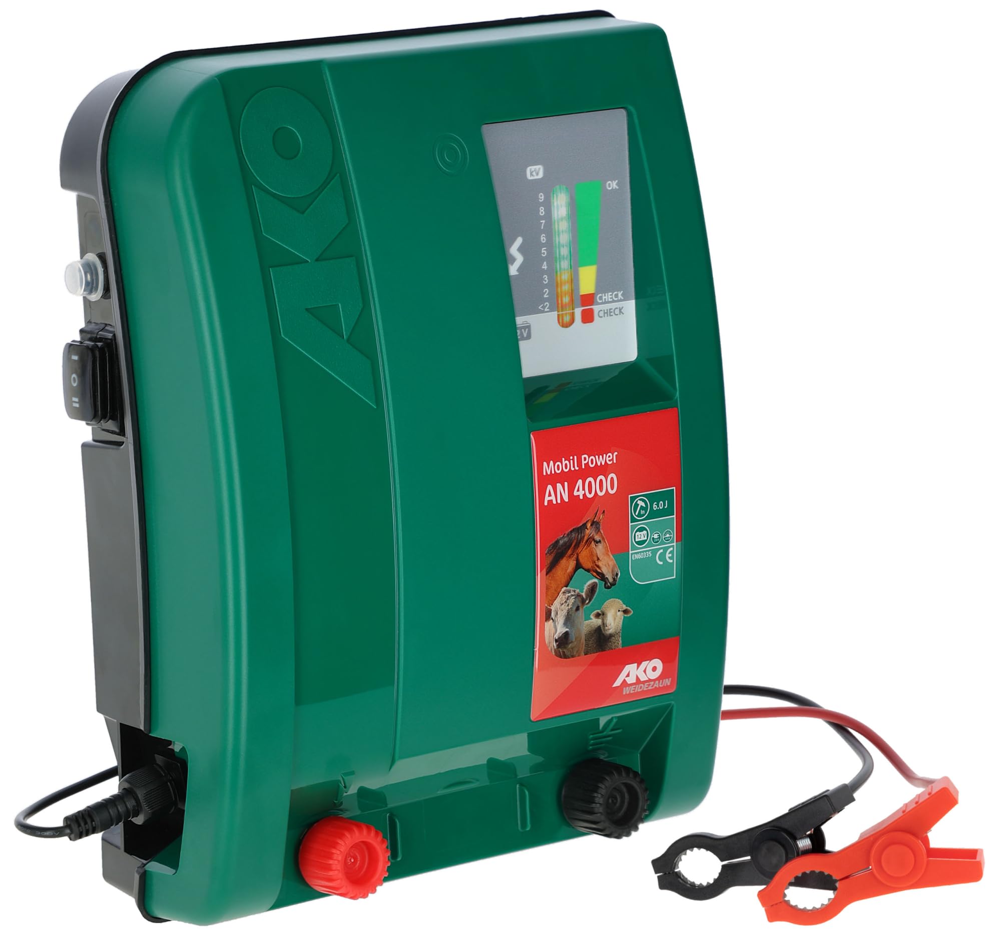 AKO Mobil Power AN 4000, Weidezaungerät Expert, 12 V Akkugerät, Input Joule: 5.50 J, max. Spannung: 11.900 V, für Zäune bis: 35 km, 5 Jahre Garantie, Made in Germany