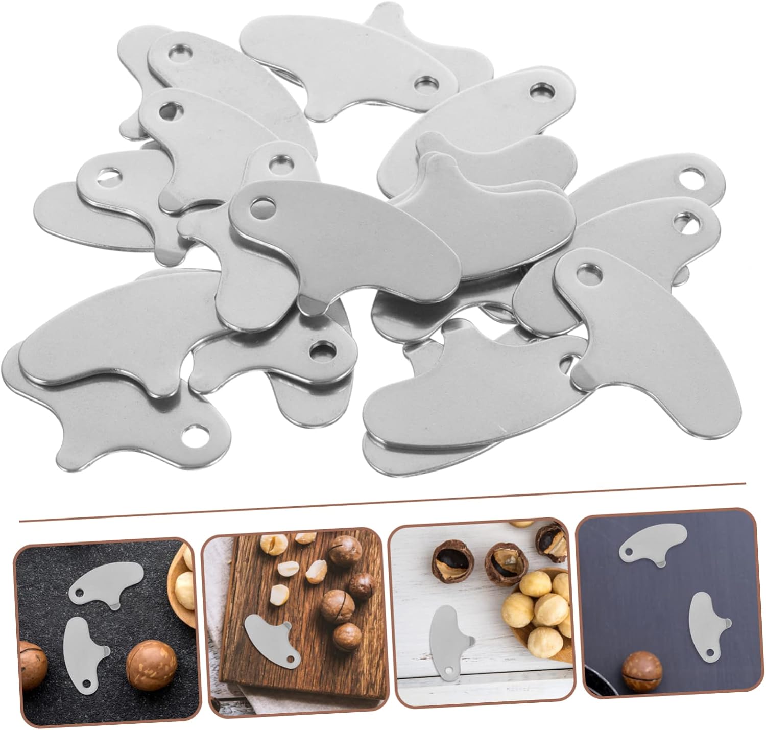 SOLUSTRE 25pcs Stainless Steel Nut Opener Macadamia Nut Crackers Portable Easy to Use for Home and Outdoor