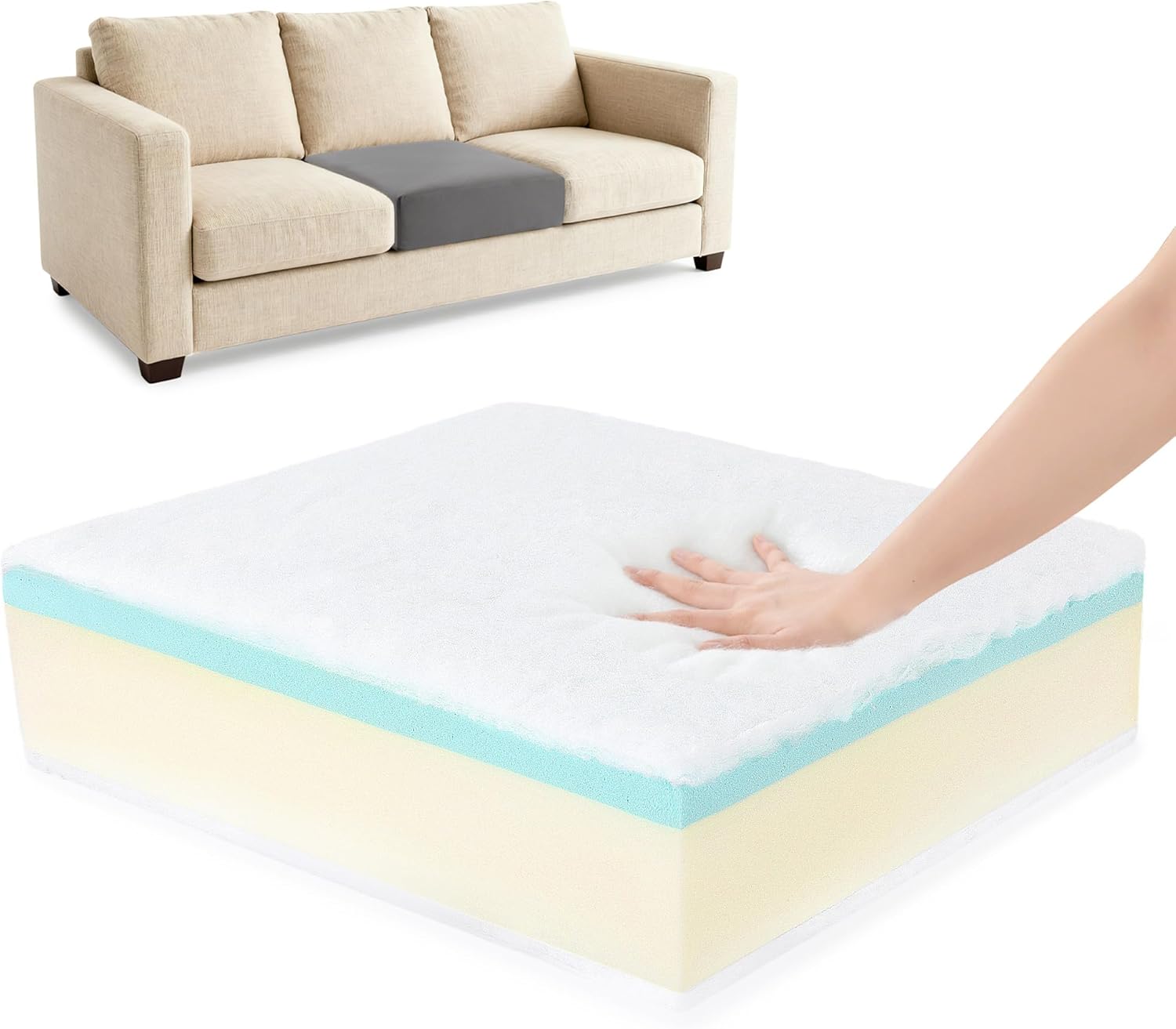 BALAPET Memory Foam Couch Cushion Replacement, Extra Thickness 6 Layer Sofa Cushions Replacement, High Density Foam Supportive & Soft Sofa Cushion Foam with Removable Cover(27×24×6in)